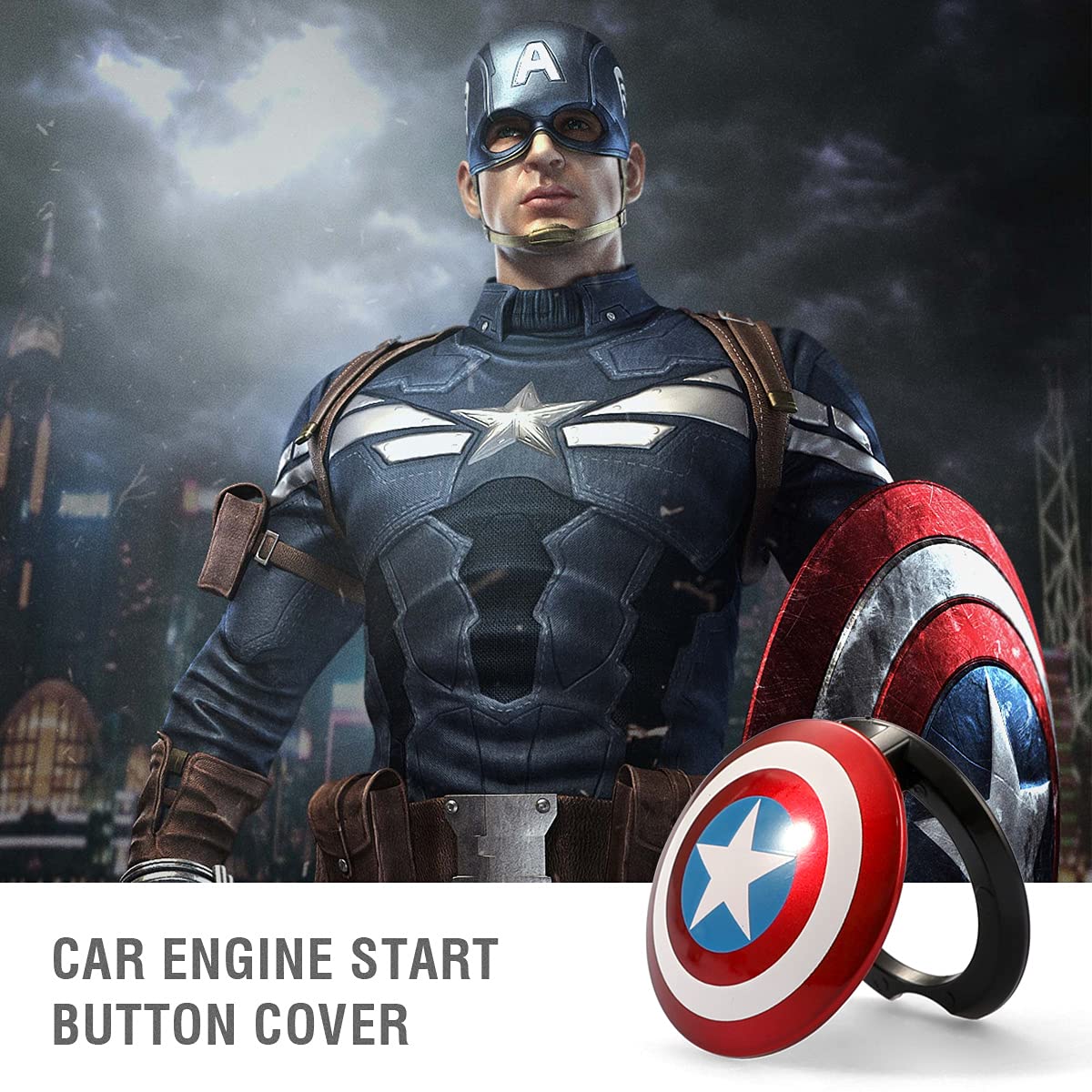 Car Engine Start Button Cover Abs General Motors Ignition Switch Trim Cover Captain America Auto Start Ring