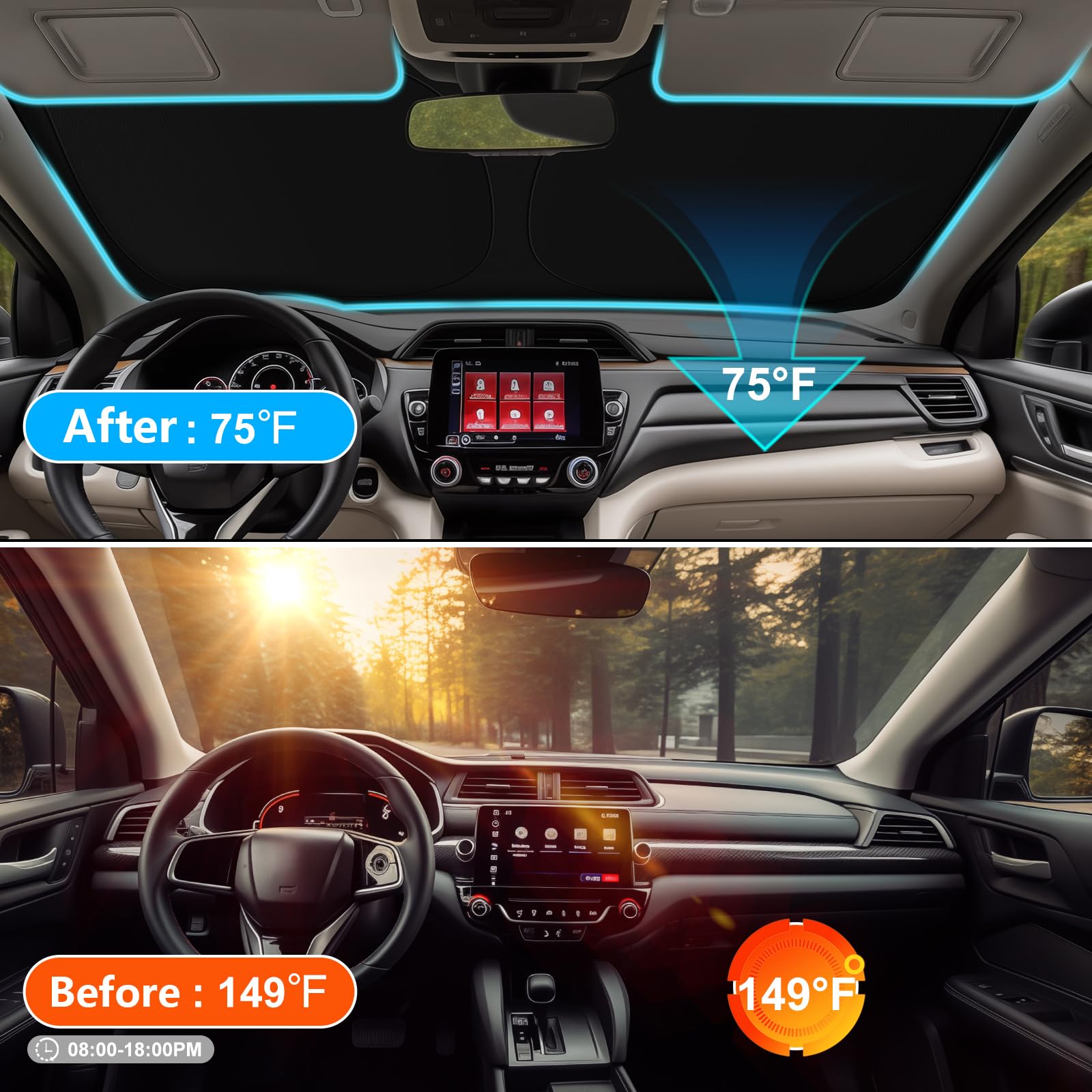 Shinhome Windshield Sun Shade For 2023 2024 2025 Honda Crv Suv, Lx, Ex, Exl, Sport, Sport-L, Sport Touring Hybrid, Front Window