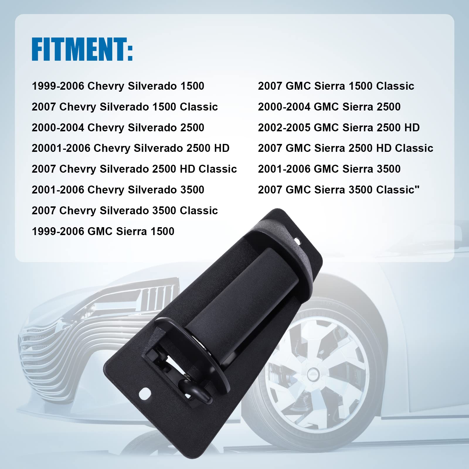 Lcwrgs Extended Cab Door Handle Replacement For Chevy Silverado Gmc Sierra 1500 2500 3500 1999 2000 2001 2002 2003 2004 2005 2006 2007, Exterior Rear Driver & Passenger Side Door Handle