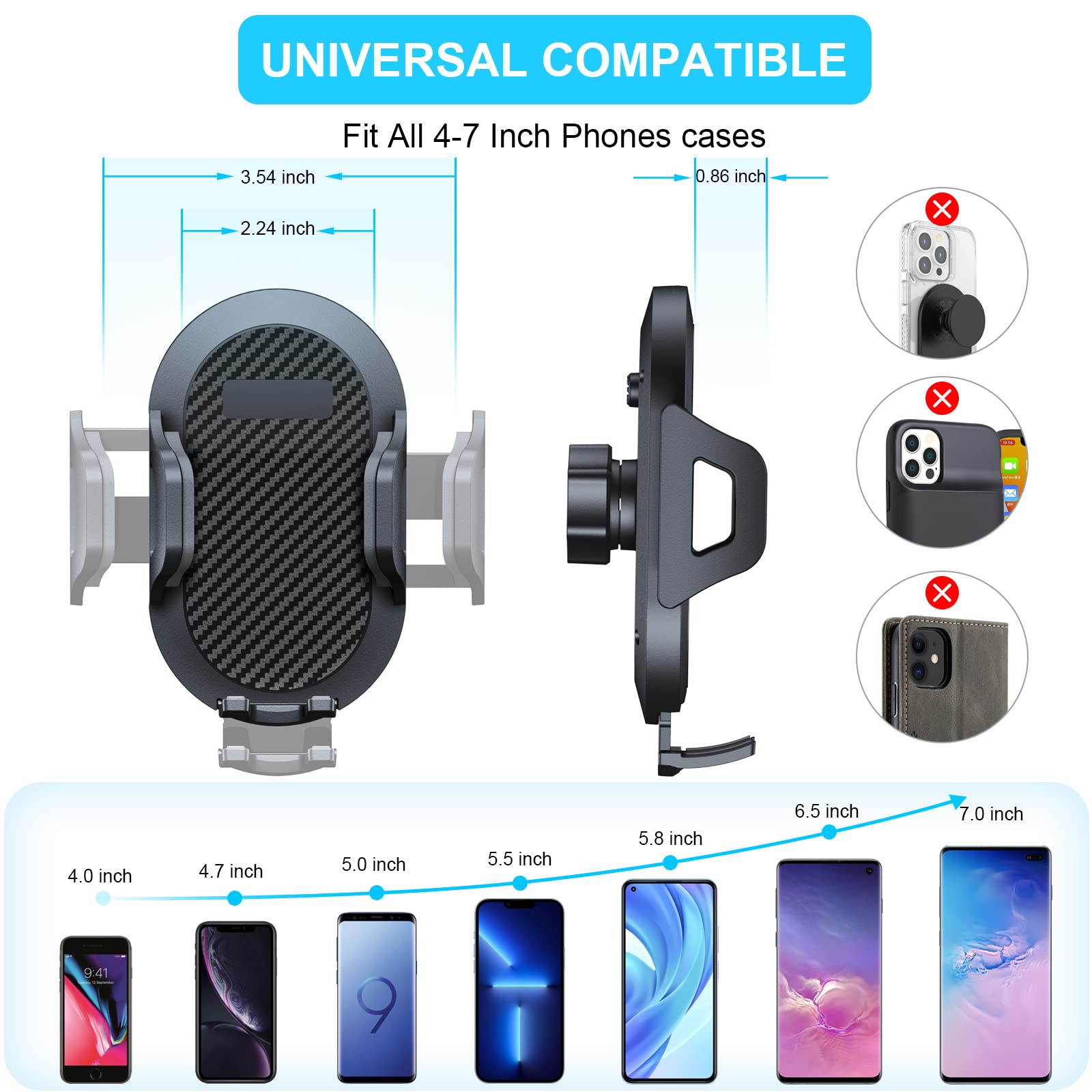 Diamooky Upgraded Phone Mount For Jeep Wrangler Jk Jku 2018 2017 2016 2015 2014 2013 2012 2011, Dash Multi-Mount Phone Holder Kit W/Storage Tray Interior Accessories