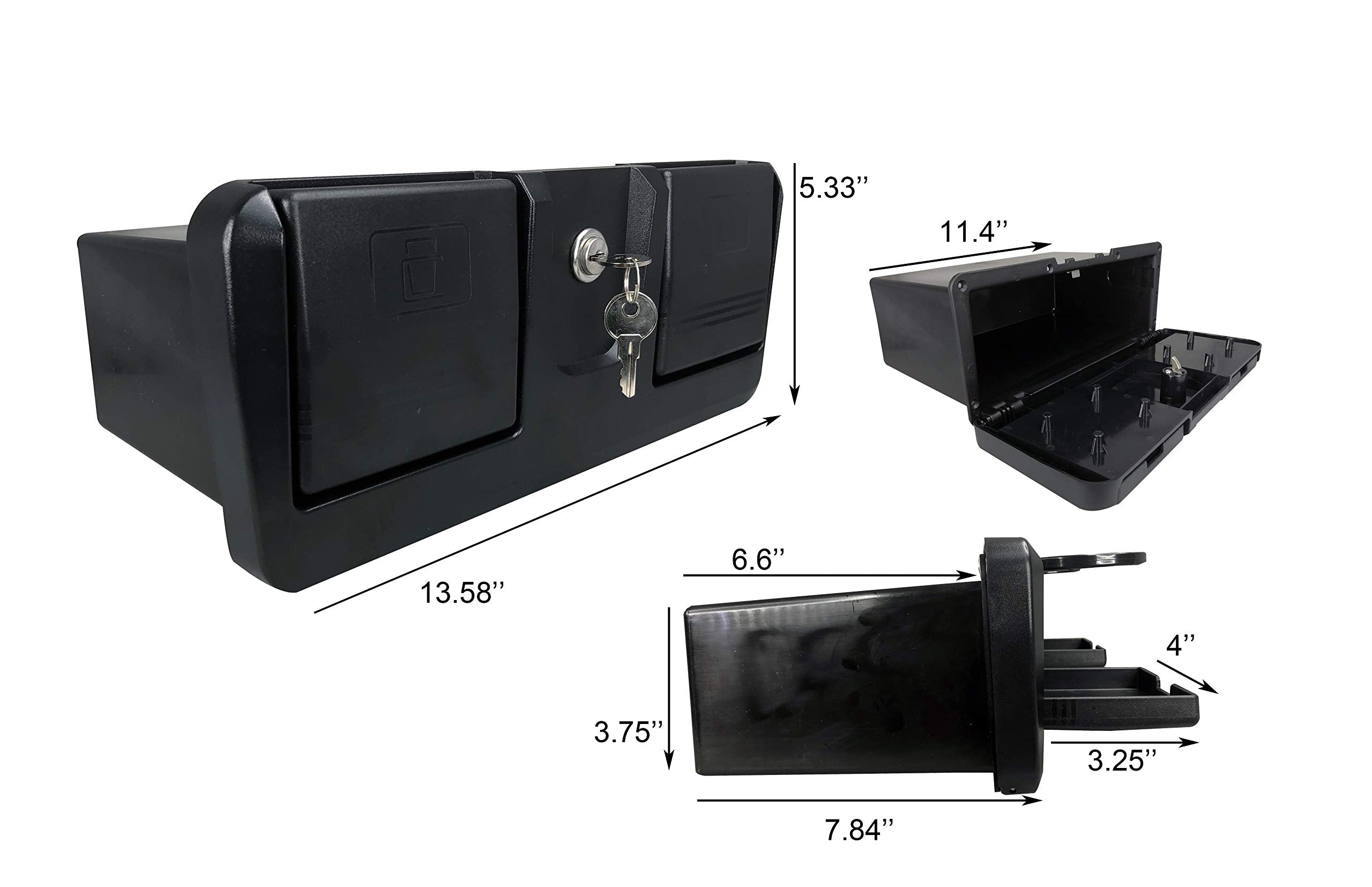 Pactrade Marine Boat Pontoon Yacht Storage Compartment Durable Standard Lightweight Lockable Abs Locking Plastic Glove Box Black