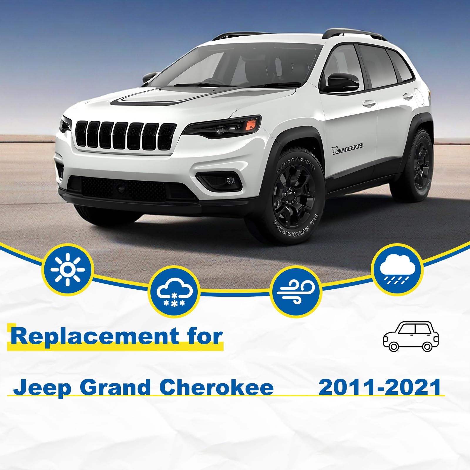 Hrsno 22''+21'' Windshield Wipers With 11'' Rear Wiper Blade Sets Automotive Replacement For Jeep Grand Cherokee 2011-2021,Dodge