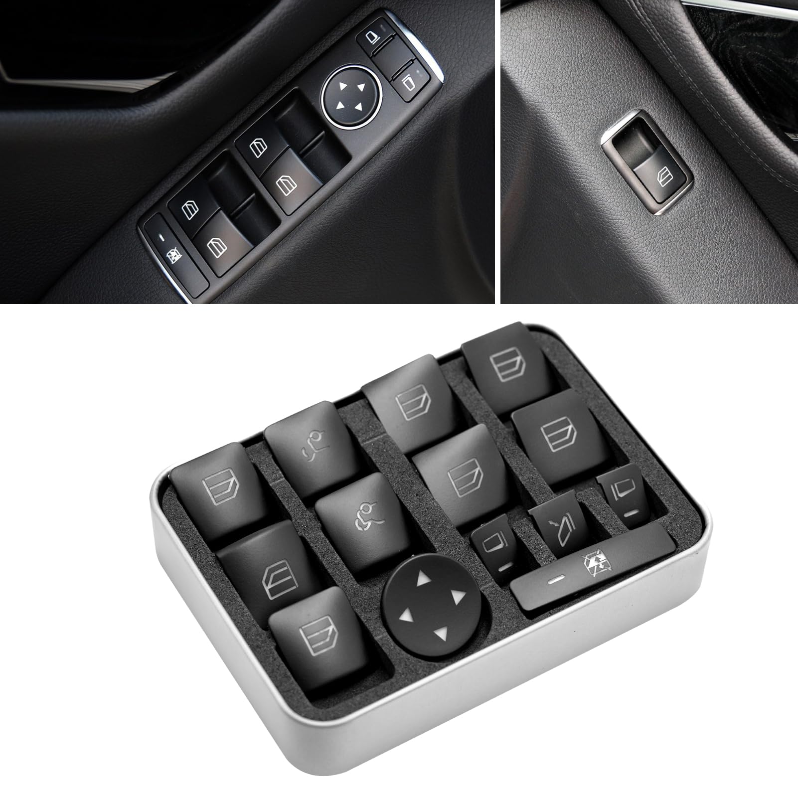 Moonlinks Inner Door Power Window Switch Button Covers Trim Sticker Replacement Compatible With Mercedes Benz A B C E G Gla Cla