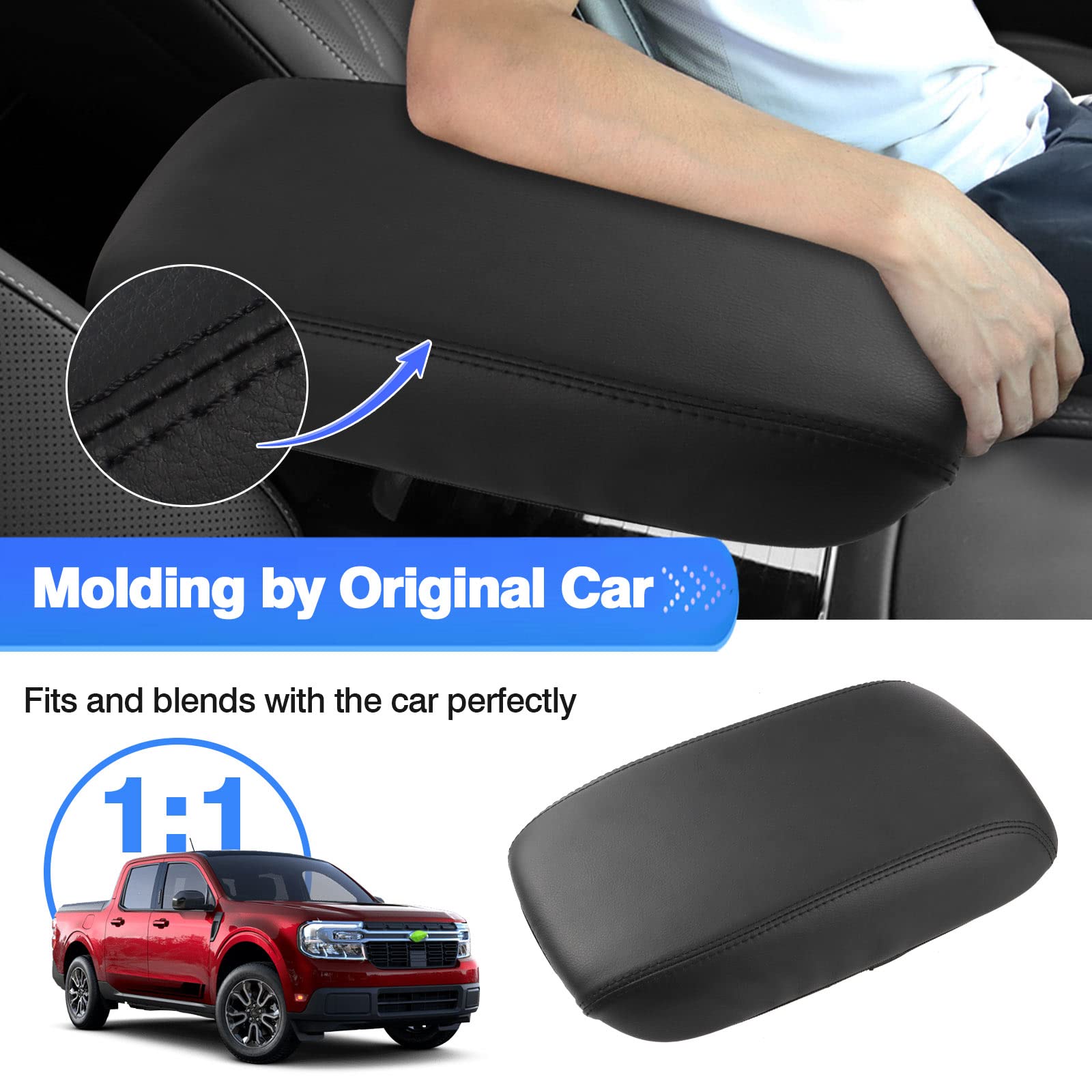 Autorder Center Console Cover For 2022 2023 2024 2025 Ford Maverick Accessories Armrest Cover Anti-Scratch Middle Console Pad Leather Armrest Protector