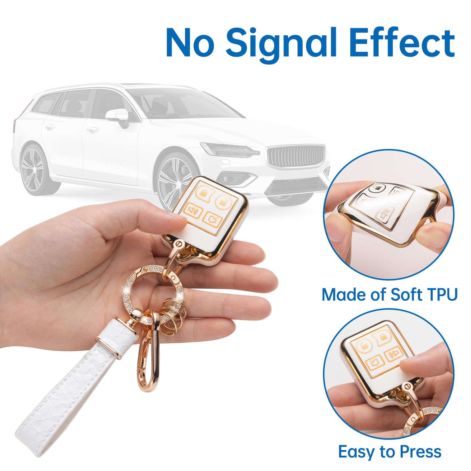 Cacarlike For Ford Key Fob Cover With Ford Keychain, Car Key Fob Case Compatible With Ford Mustang Edge Escape Expedition Explor