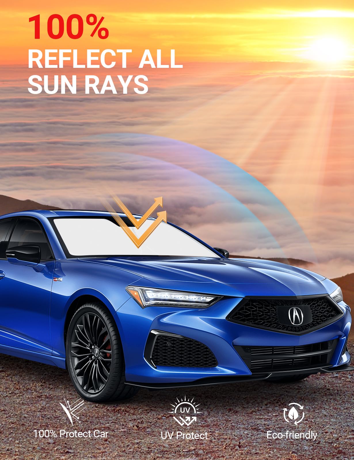 Proadsy 2025 Upgrade Front Windshield Sun Shade Foldable Sunshade Protector Custom Fit 2019-2024 2025 Acura Rdx Suv, Tech, A-Spec, Advance Suv Accessories