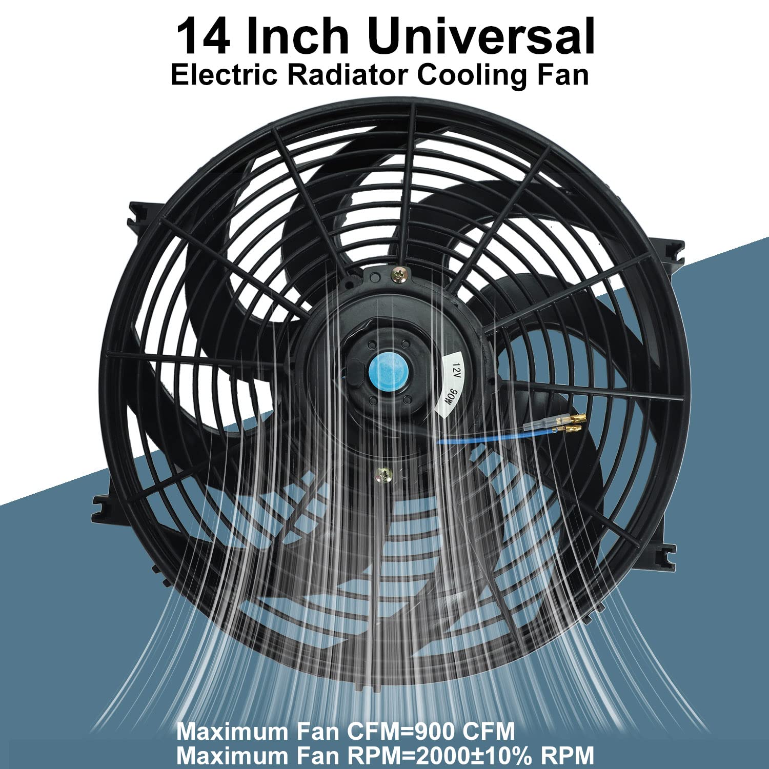 14'' Inch Slim Fan Push Pull Electric Radiator Cooling Fans 12V Mount Kit Unversal Black