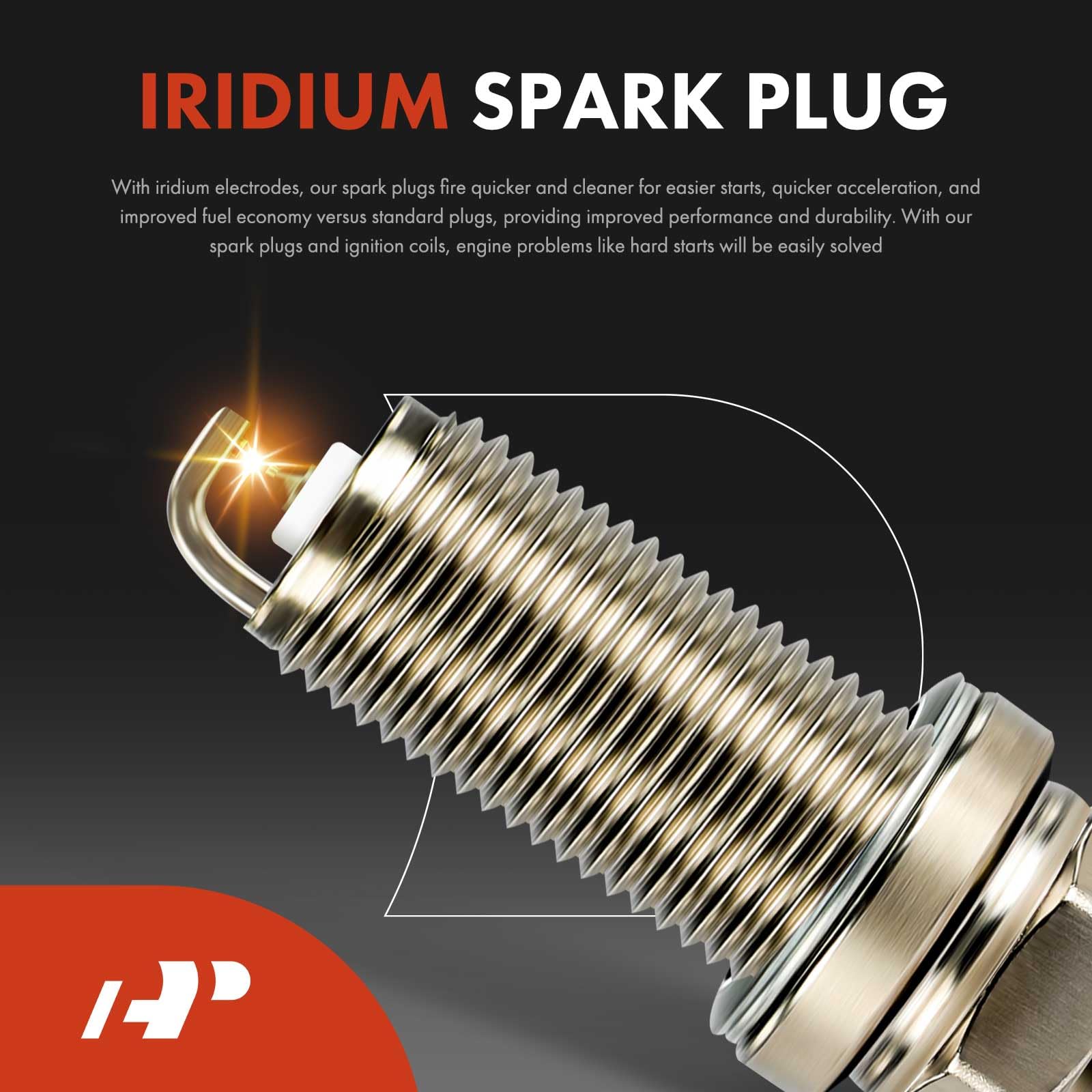 A-Premium (Red) Ignition Coil Pack And Iridium Spark Plugs Compatible With Chrysler Dodge Jeep Ram & Volkswagen Vehicles - 200 3