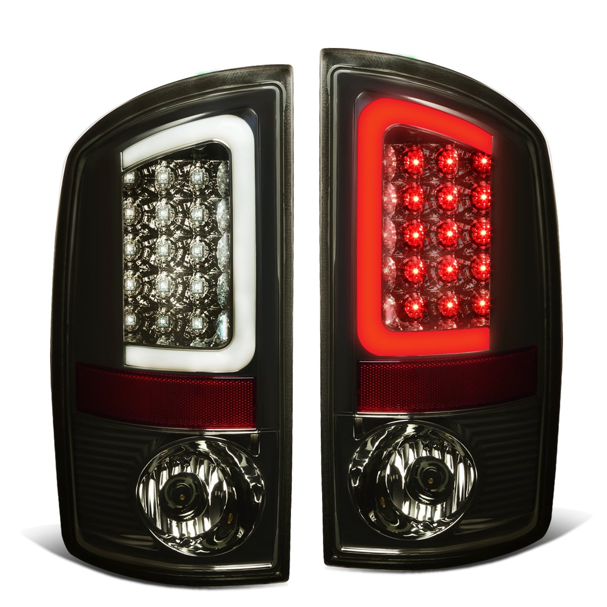 Dna Motoring Tl-Dram05-Led-3D-Ch-Sm Pair Of Smoke Lens Led Tail Lights Compatible With Dodge Ram 1500-3500 03-06, Passenger & Dr