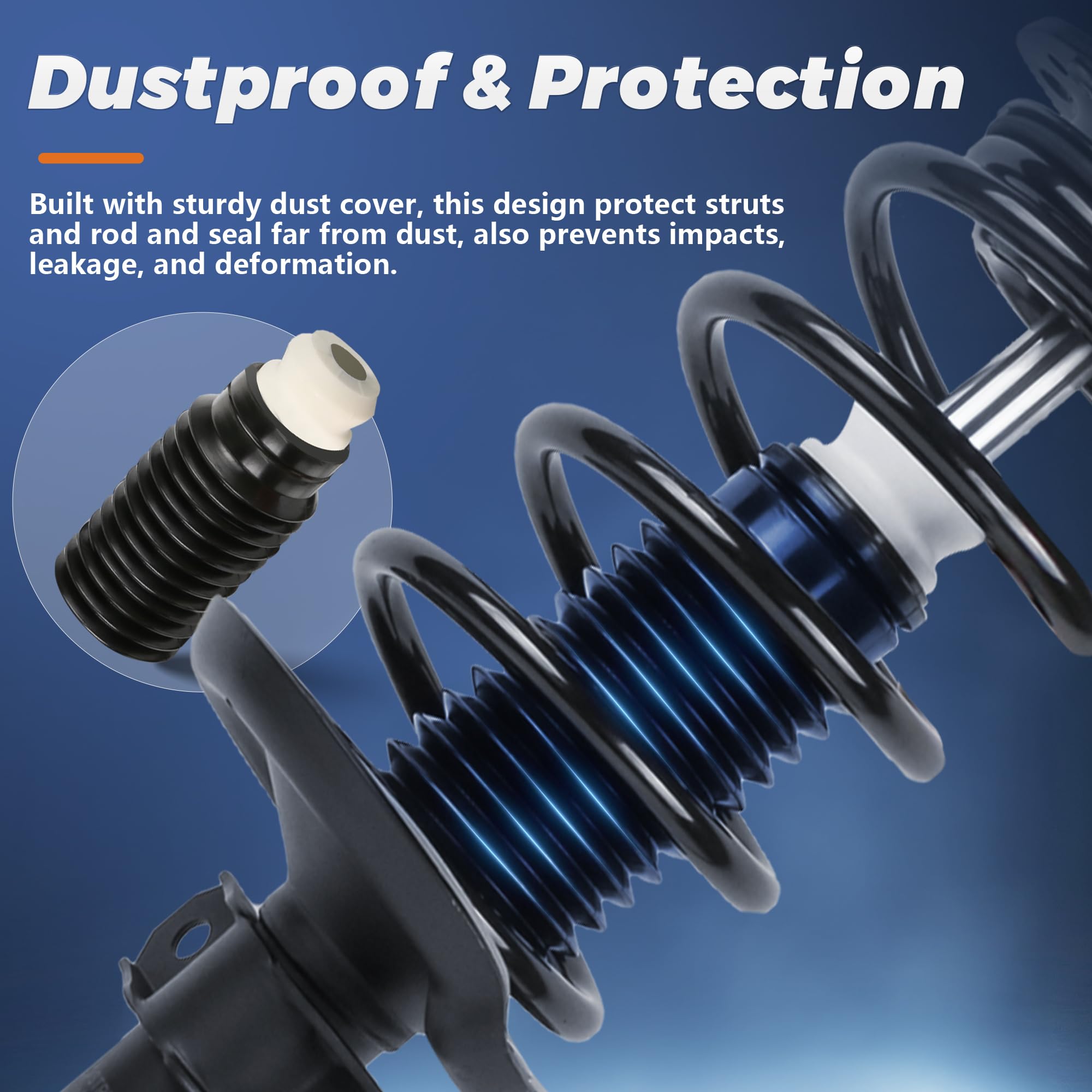 KUIPERAUTO Front & Rear Complete Struts Coil Spring Assembly 172949 25822945 Compatible with 2013-2017 Chevrolet Chevy Traverse