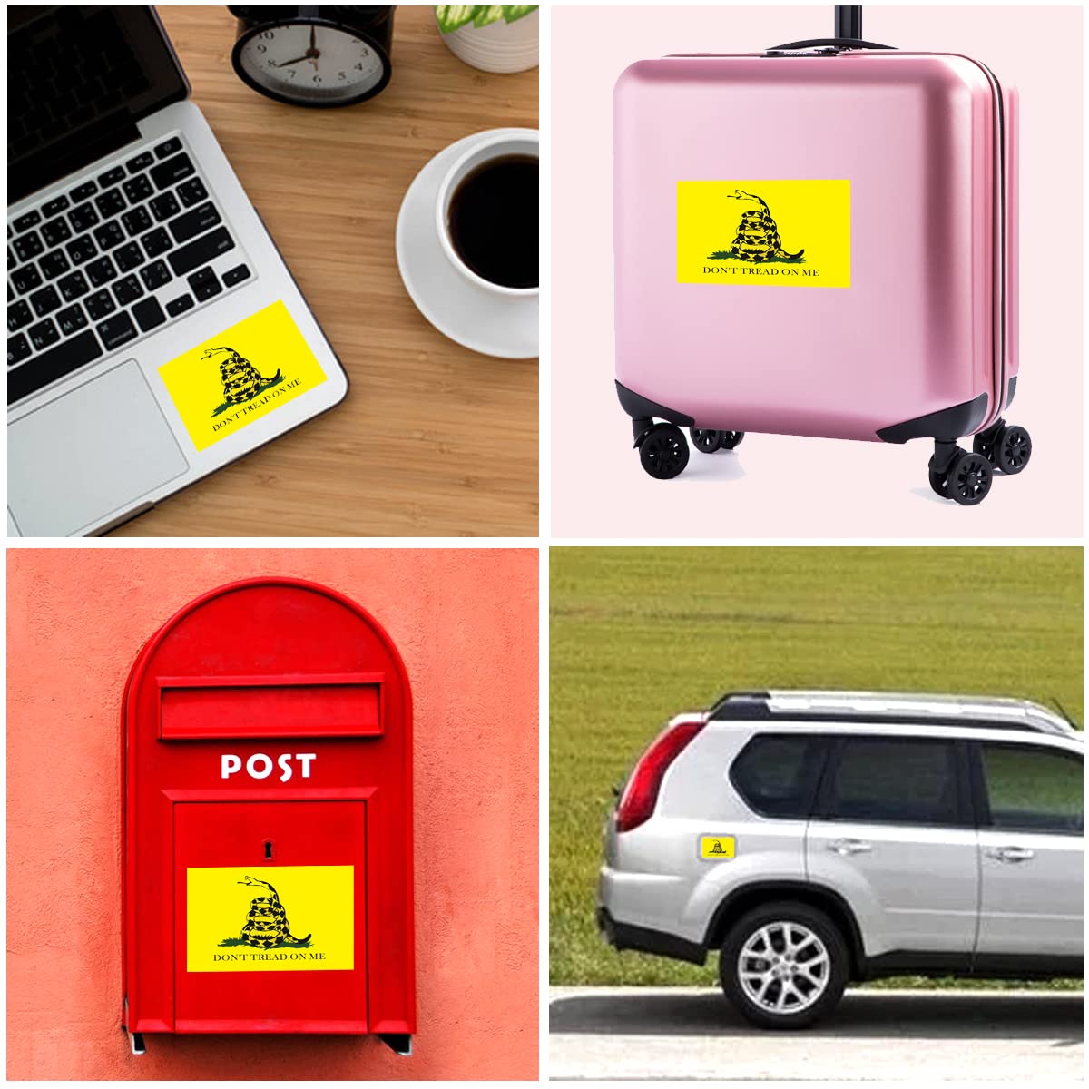 QQSD Dont Tread on Me Gadsden Flag Sticker Decal in Multiple Sizes, 3 Pack, 11.7 x 8.3 Inches