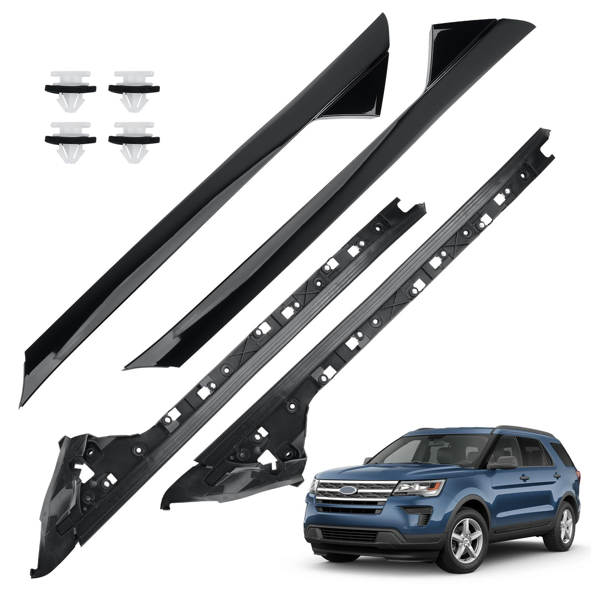 4 PCS Windshield A-Pillar Trim Molding Set Compatible with Ford Explorer 2011-2019,Driver &Passenger Side,Outer & Inner Trim Kit
