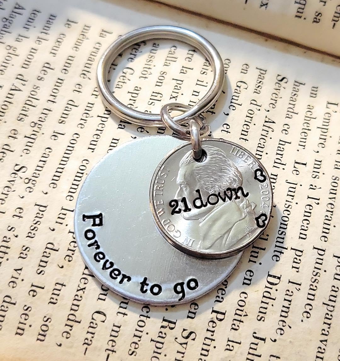 21St Anniversary Gift, Traditional 2004 Nickel, 21 Down And Forever To Go Key Chain, Wedding Anniversary Gift