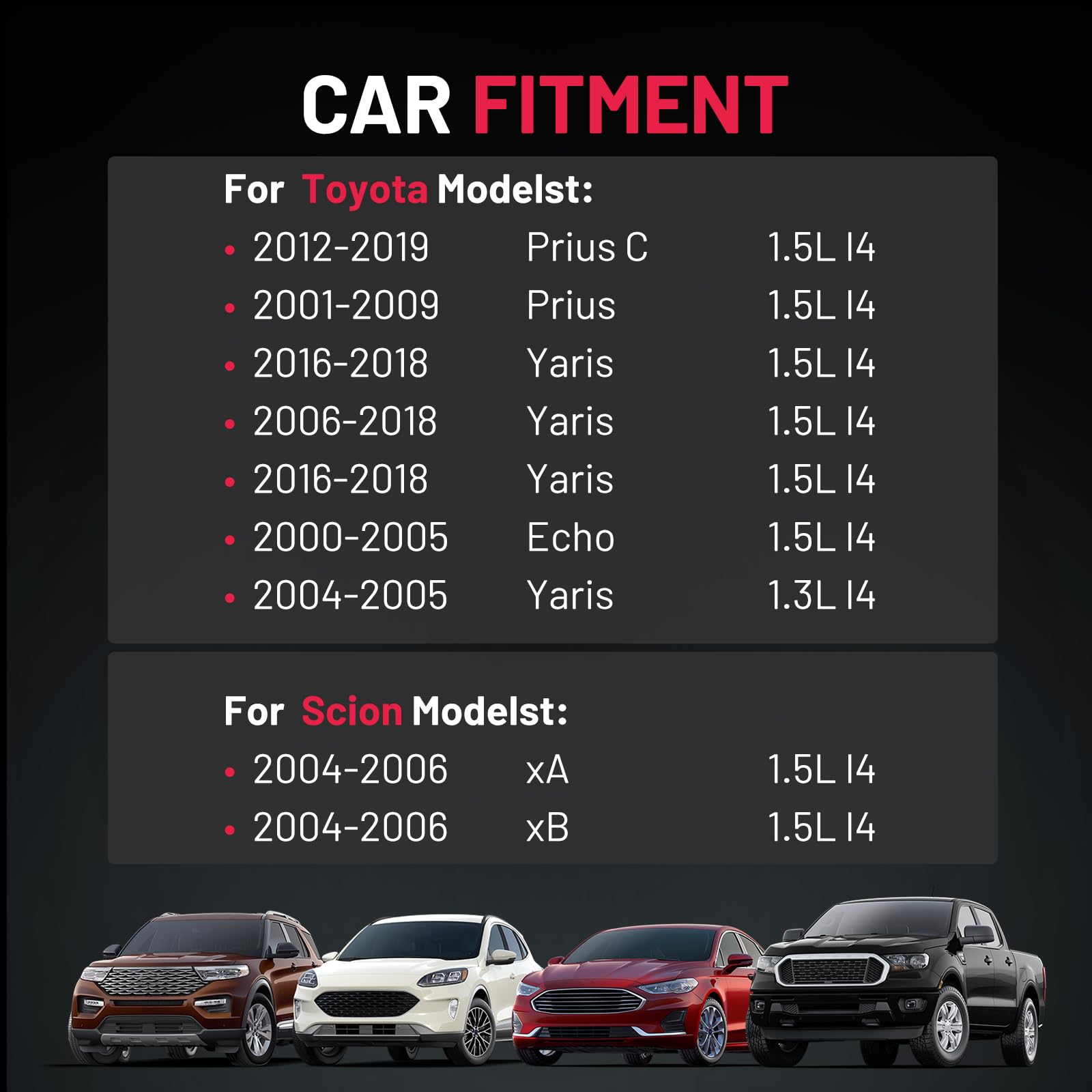 Bdfhyk Ignition Coil Pack Set Of 4 Compatible With Toyota Scion Xa Xb Toyota Echoprius Prius C Yaris 1.3L 1.5L L4, Replacement F