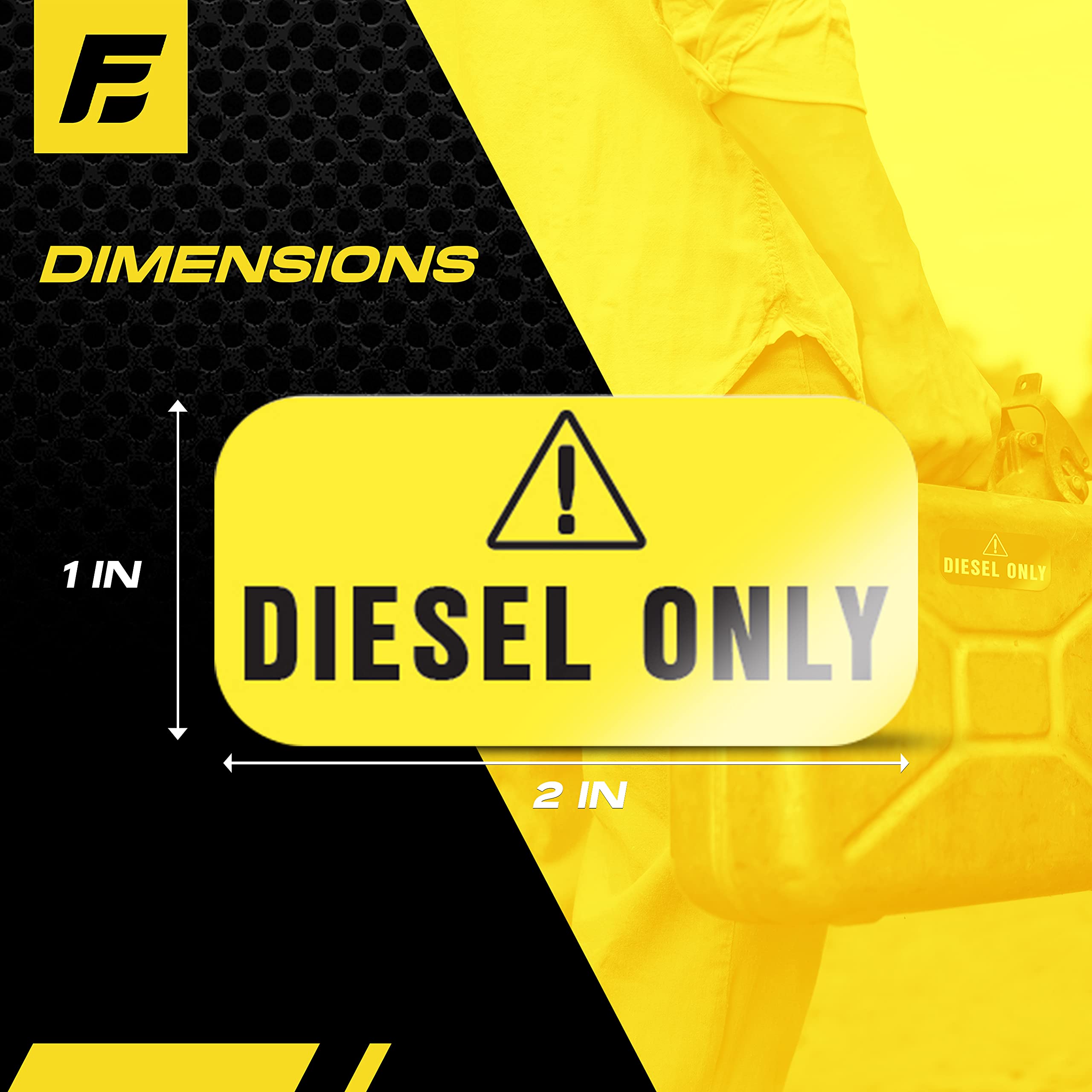 Diesel Only Sticker (Yellow), Labels For Tractors, Construction And Heavy Equipment - Weather Proof, Extreme Stick, Commercial Grade Diesel Labels By Fuel Stickers - Usa Made (2X1 Inch), 40 Labels