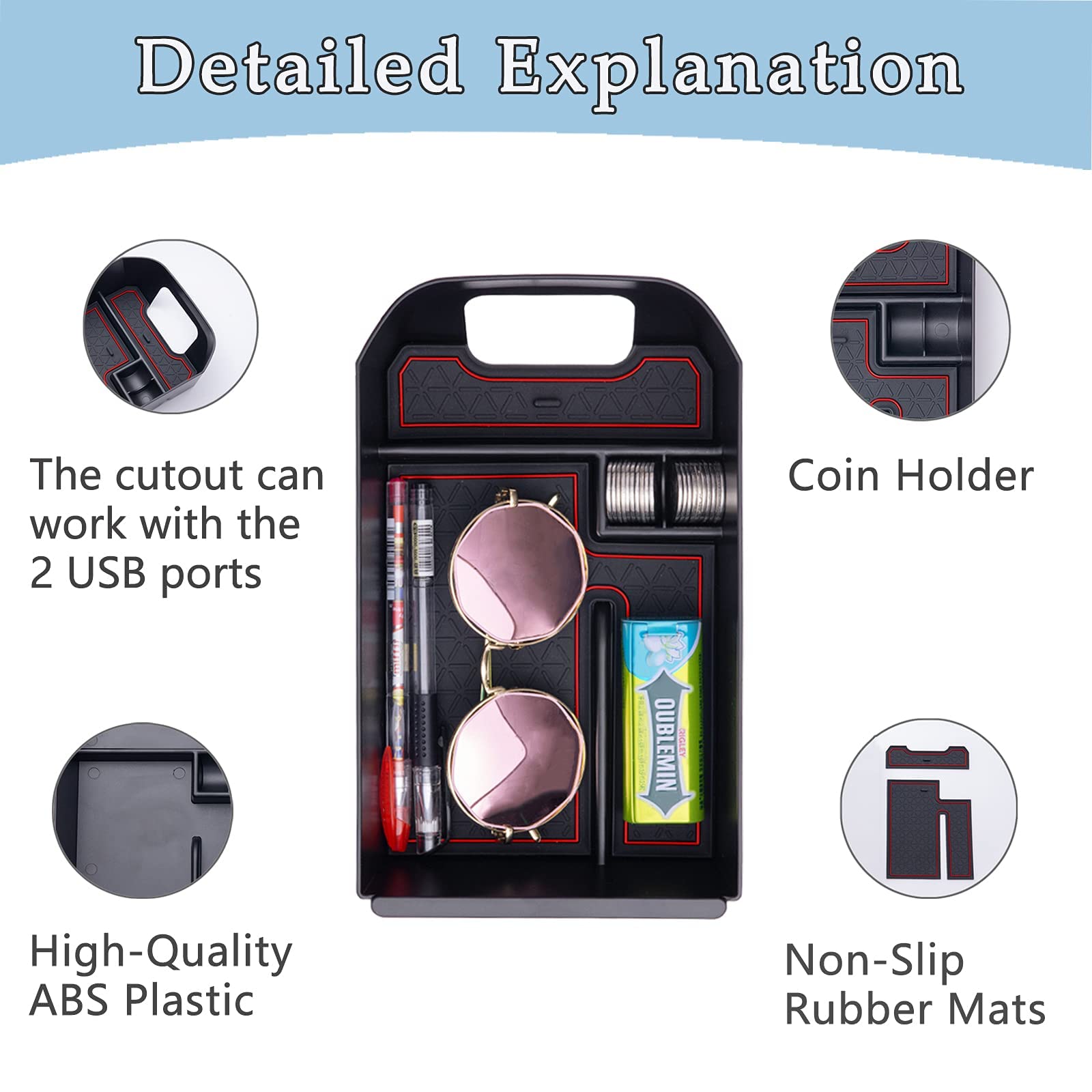 Jdmcar Center Console Tray Organizer Compatible With Toyota Rav4 Accessories 2019-2024 2025 And 2021-2025 Rav4 Prime, Armrest In