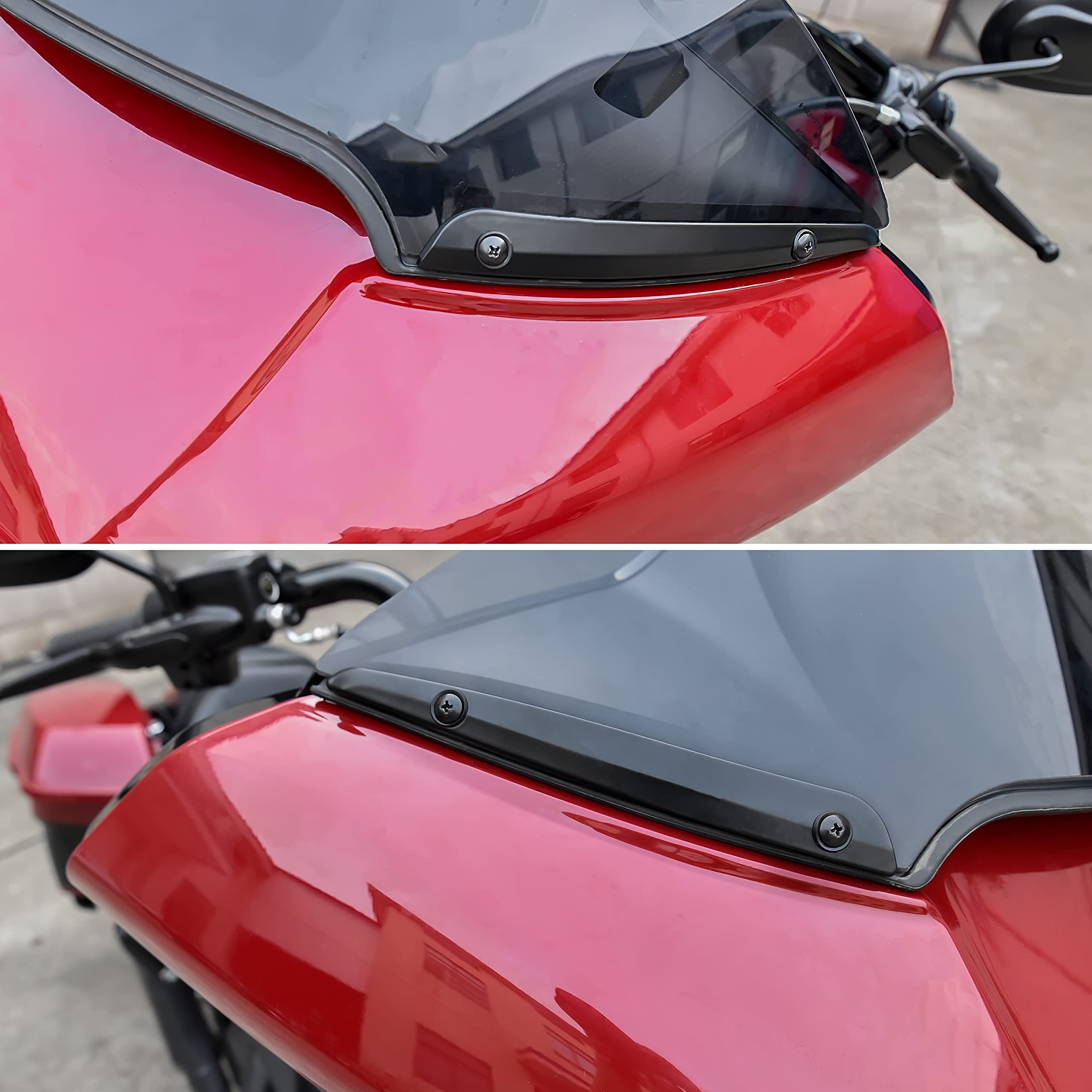 VEISUTOR Motorcycle Windshield Side Trim for Harley Road Glide, Motorcycle Split Front Windscreen Side Trim for Harley Road Glid
