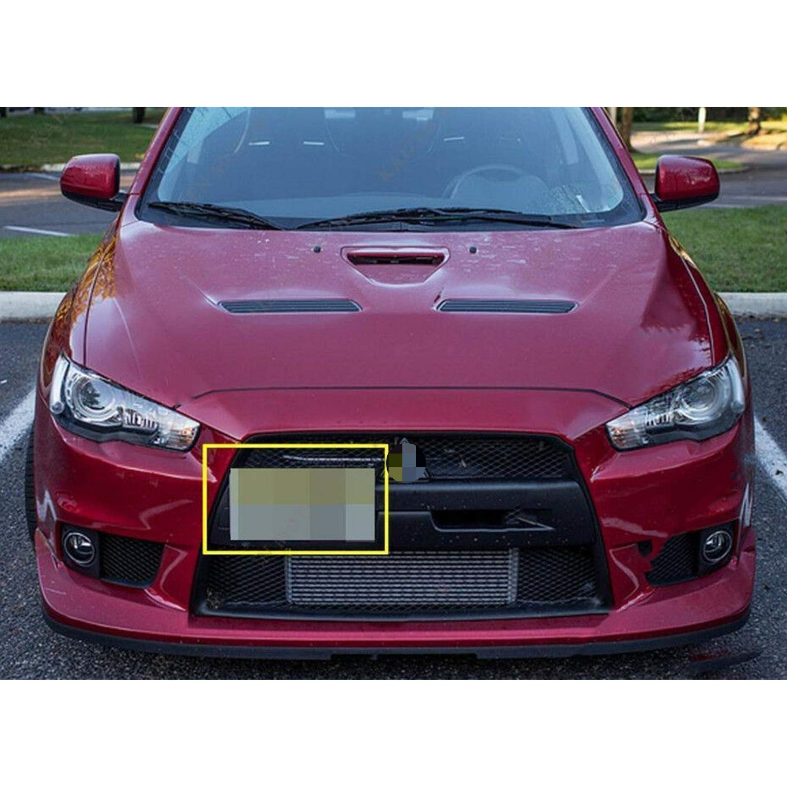 1 Set Front Tow Hook License Plate Bumper Mounting Bracket Fit Mitsubishi Lancer Evolution Evo X [Black]