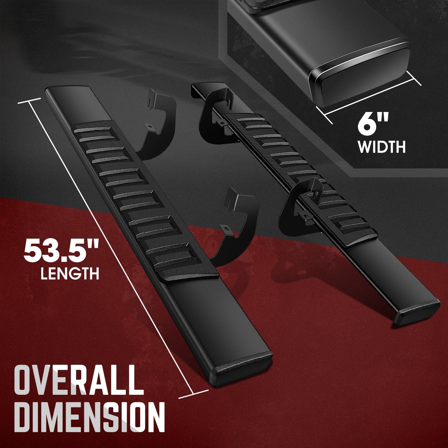 DNA MOTORING 6 Inch Wide Flat Running Boards Side Step Bars Compatible with 2007-2018 Chevy Silverado GMC Sierra 1500/2007-2019