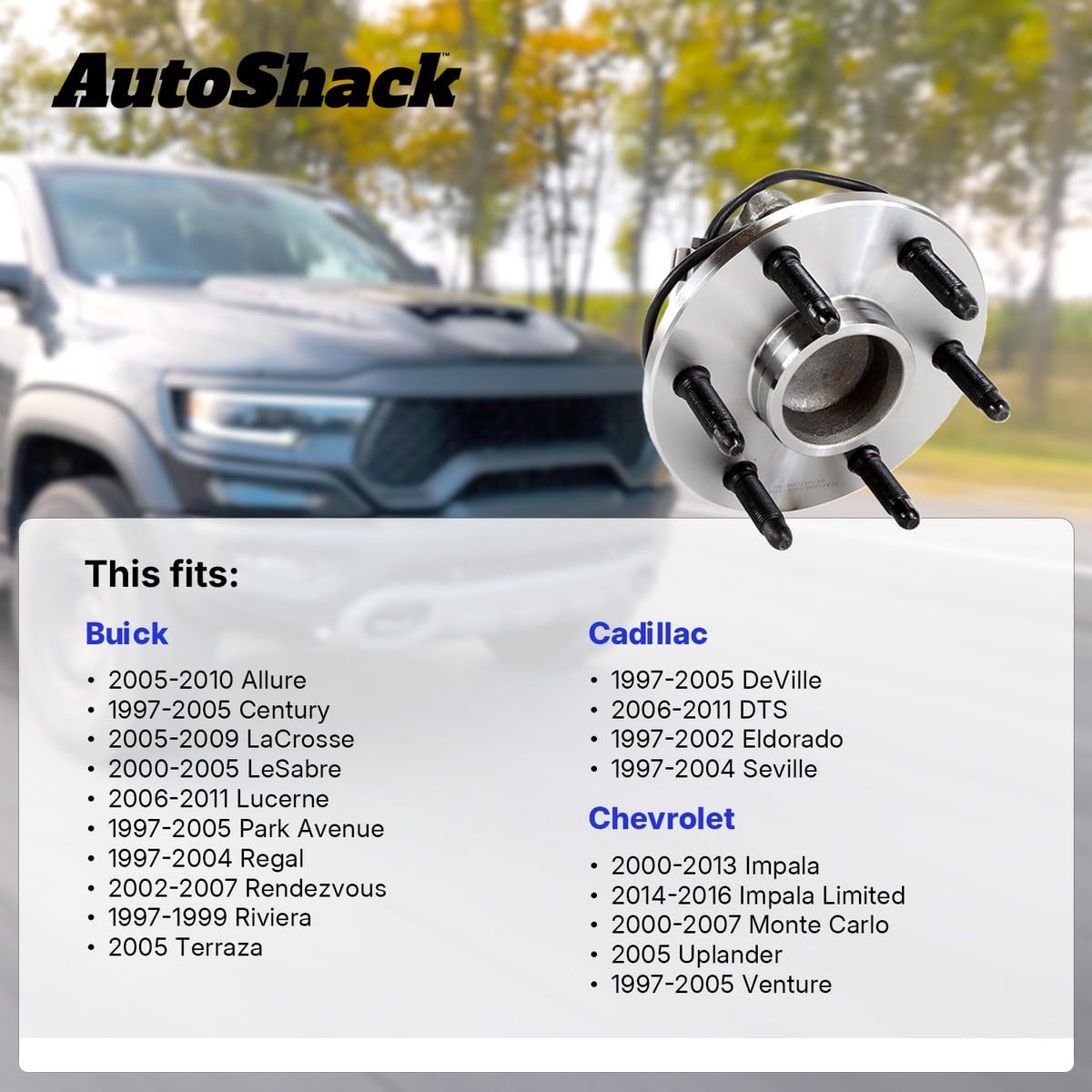Autoshack Front Wheel Hub Bearing Pair Of 2 Driver And Passenger Side Replacement For Chevrolet Impala Limited Buick Lucerne Lacrosse Rendezvous Cadillac Dts Pontiac Grand Prix V6 Fwd 5-Lug Hb613123Pr