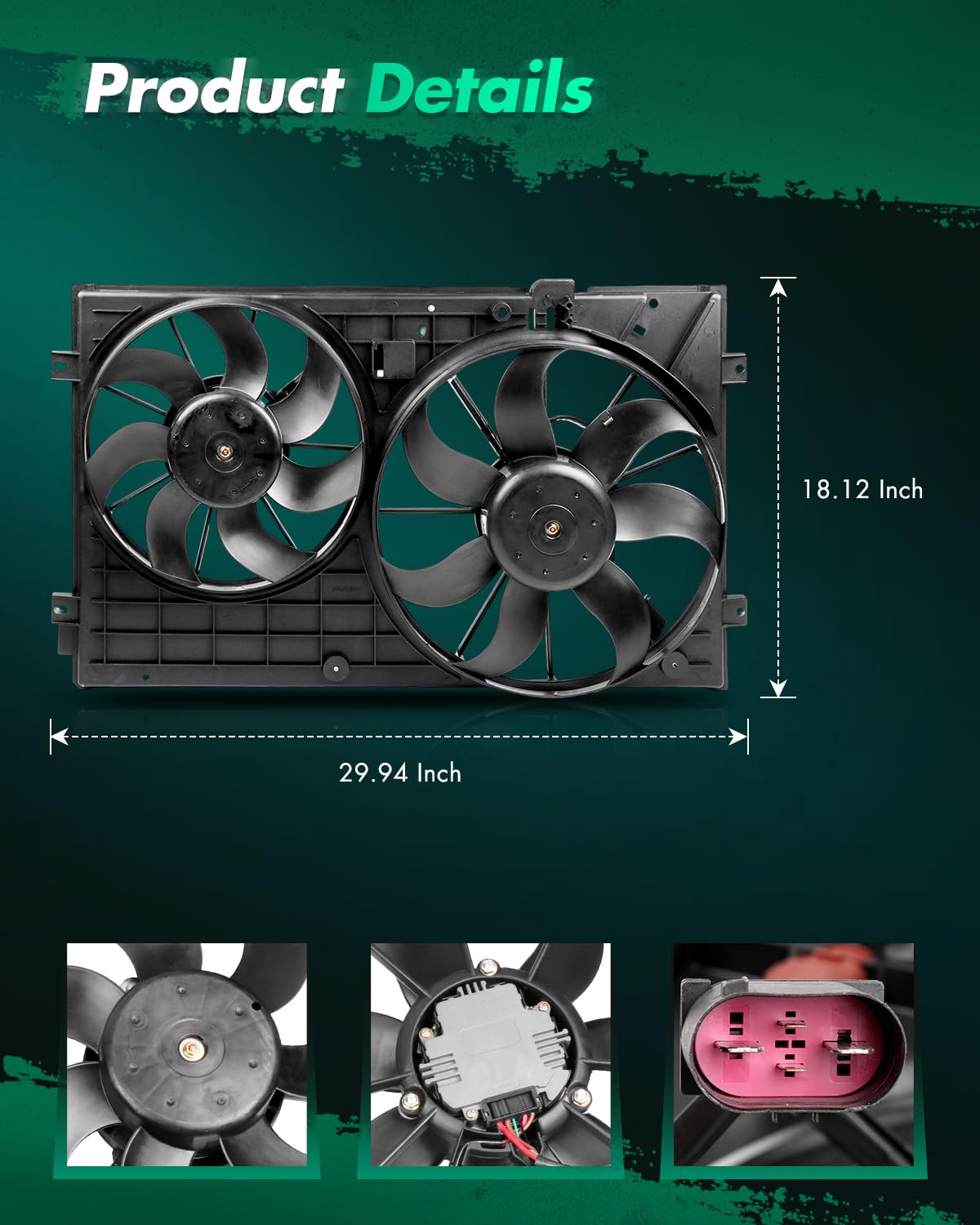 SCITOO Radiator Condenser Cooling Fan Compatible for Audi A3/A3 Quattro/S3 for Cabrio/Golf SportWagen/Jetta/Passat/Rabbit