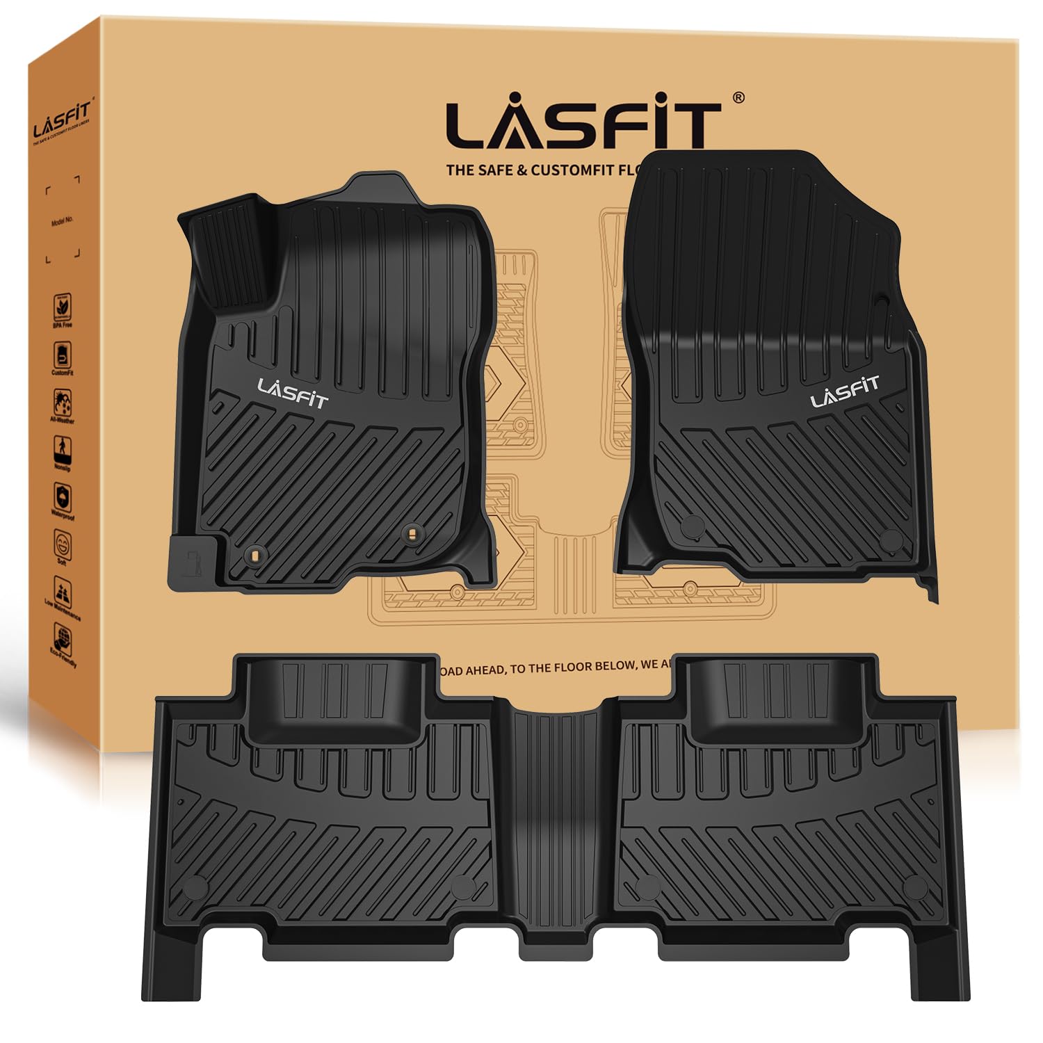 Lasfit Floor Mats For Toyota Rav4 | 2013-2018 (Not For Hybrid & Prime) All Weather Floor Liner For Rav 4 Tpe Custom Fit Car Mats