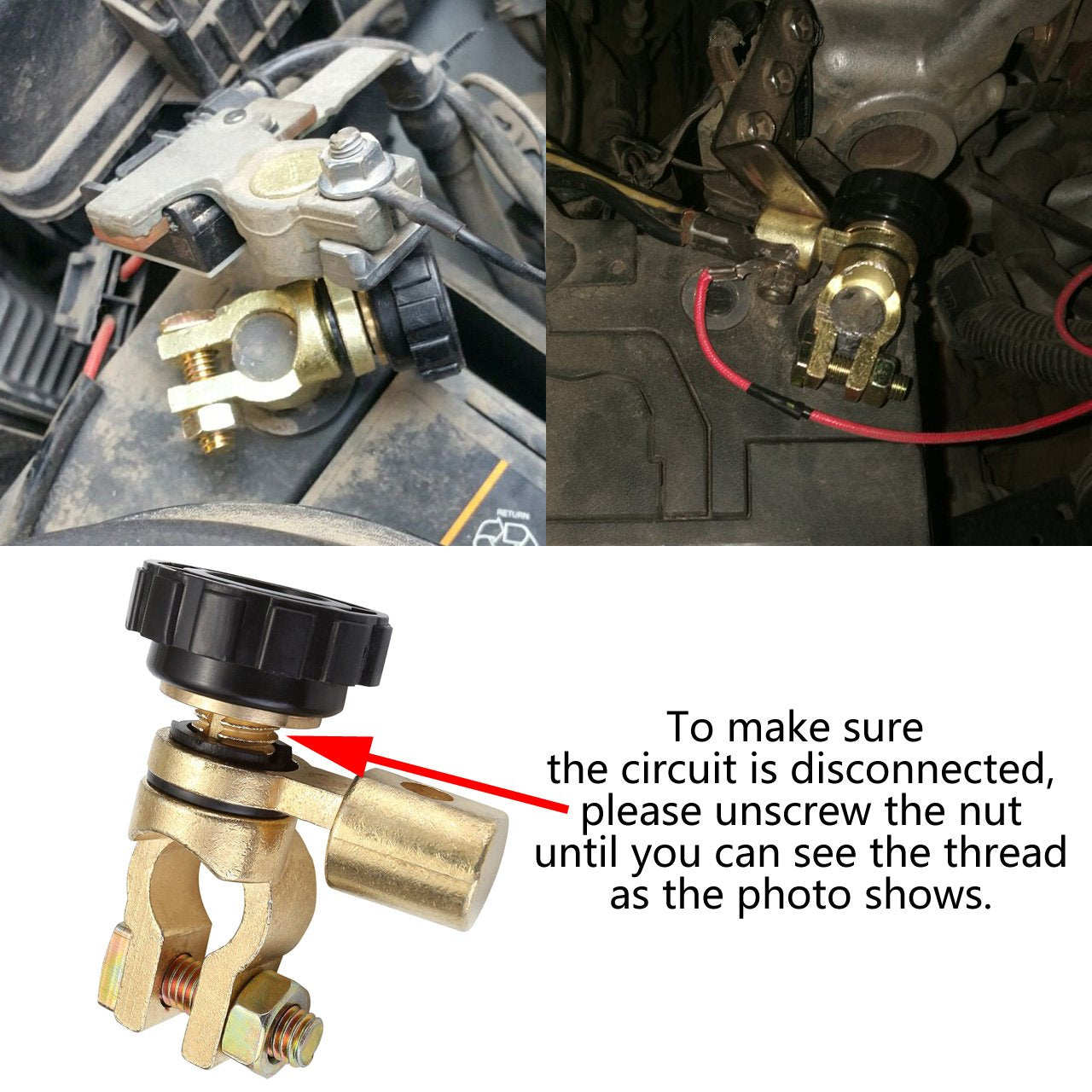 GraceMe Battery Master Disconnect Cut Off Switch 6V 12V 24V Negative Post Marine Boat Car Rv Vehicles Battery Saver (Top Post(6V