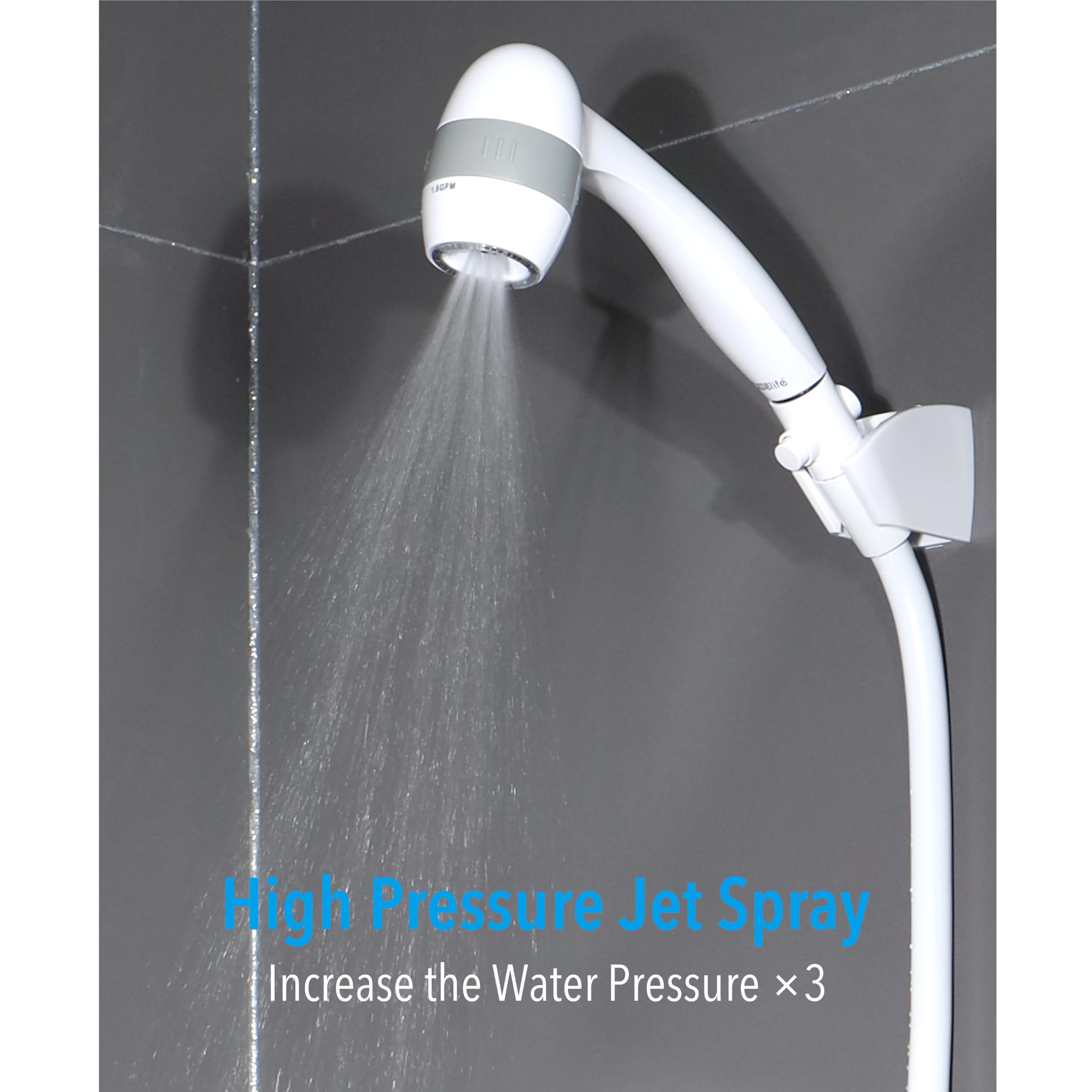High Pressure Rv Shower Head With Hose And On Off Switch, 3 Flow Rate For Saving Water, White