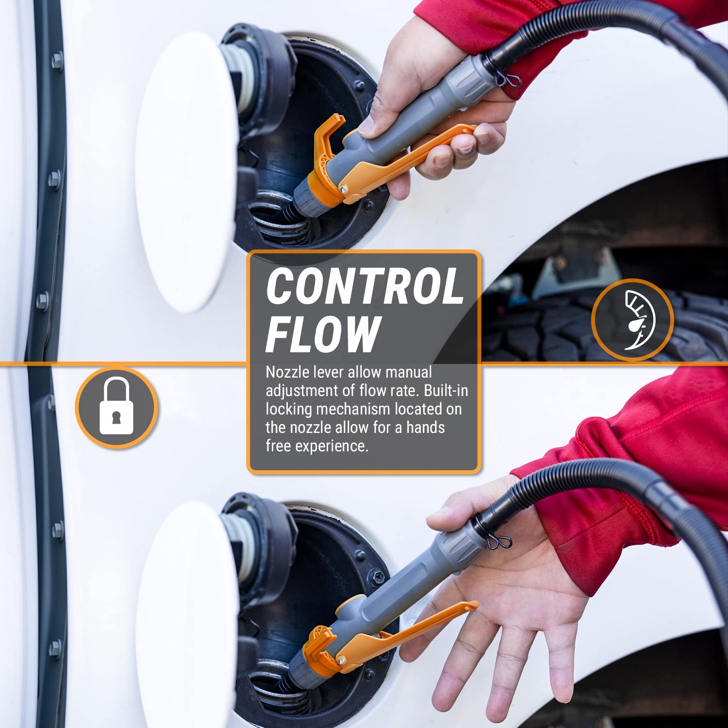 TERA PUMP Fuel Transfer Pump w/Quick Flow Control Nozzle & Telescopic Tube - [ 3X Electric Power Options ] 12V AC/DC Plug-in & D