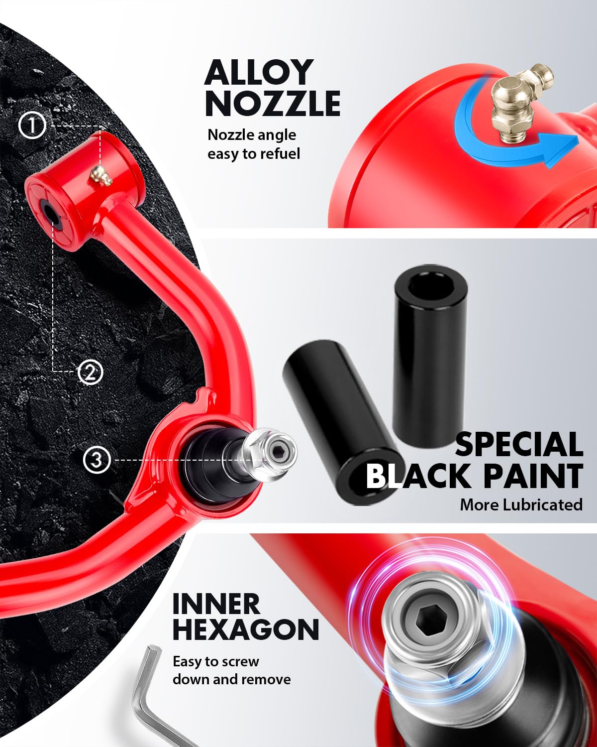 Dynofit 2-4'' Upper Control Arms Compatible With 2004-2020 Ford F150, Front Extended Upper Control Arms For F150, Alignment Lift