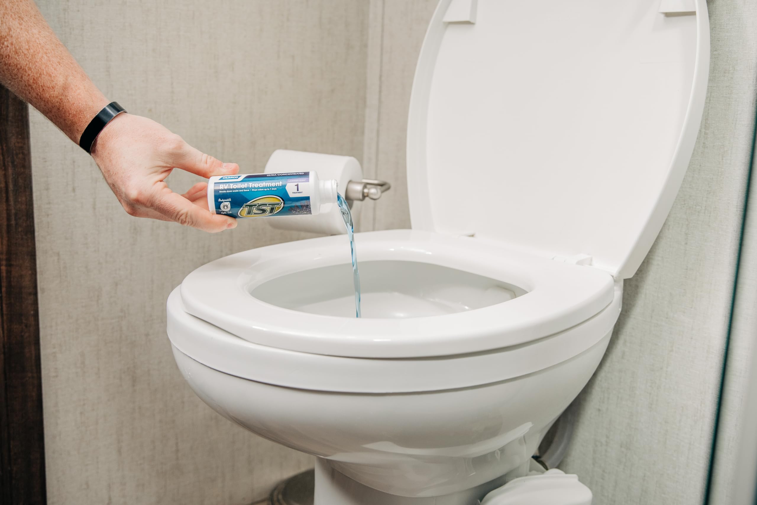 Camco Tst Max Rv Toilet Treatment Singles | Features A Biodegradable Septic Safe Formula, A Lavender Scent, And Is Ideal For Rving, Boating, And More | (8) 4 Oz Bottles (41551)