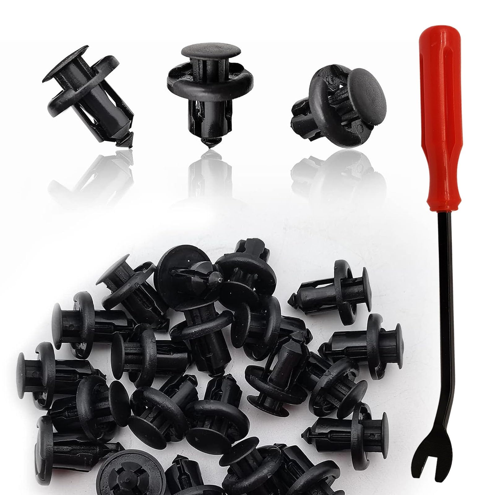 100PCS Bumper Fender Clips, 10mm Fender Liner Clip Compatible with Honda CR-V Accord Civic Acura, 1PCS Fastener Remover 91503-SZ