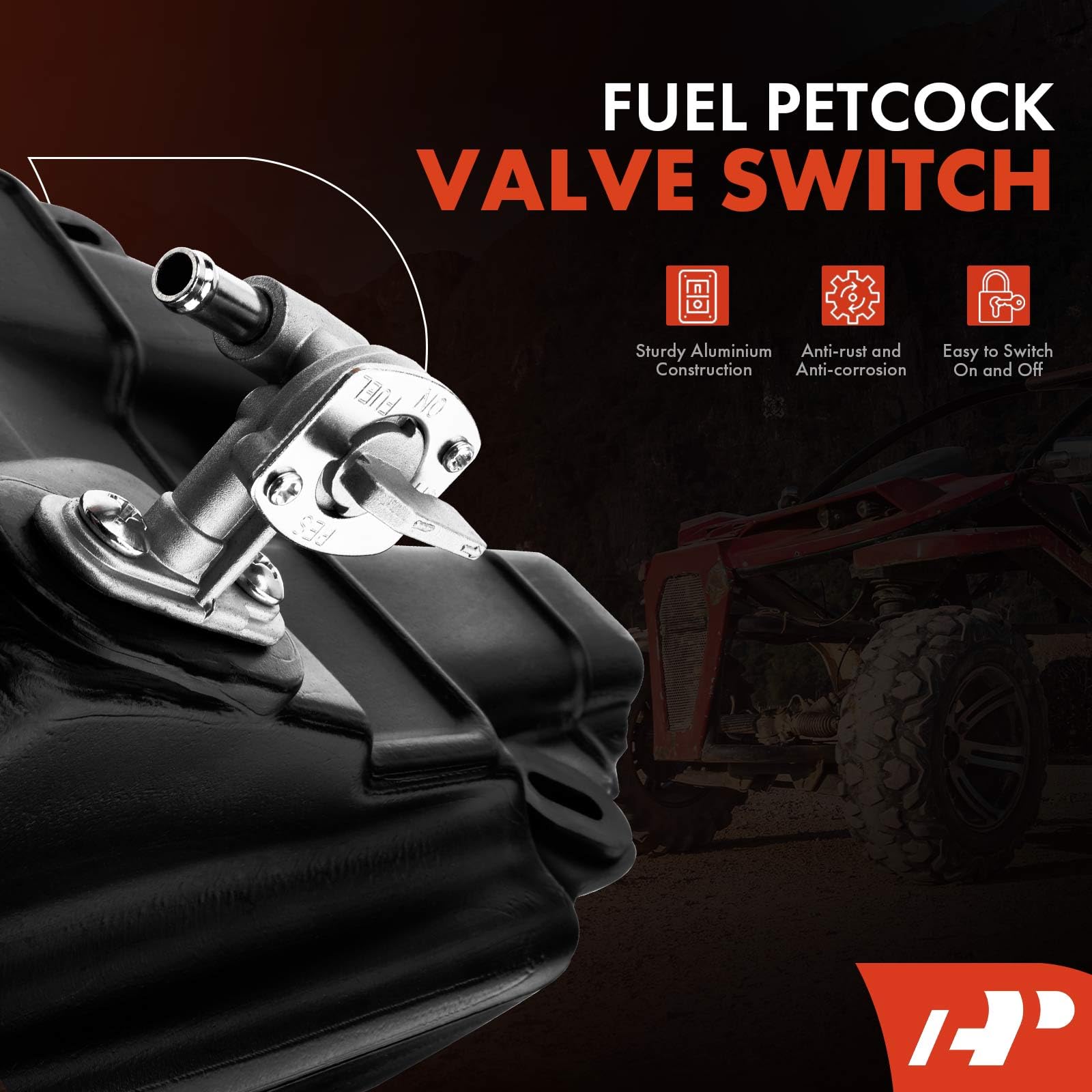 A-Premium Atv Fuel Gas Tank With Fuel Cap And Fuel Petcock Valve Switch Compatible With Yamaha Banshee 350 Yfz350 1988-2006 Replaces# 2Gu241100000, 2Gu-24110-00-00