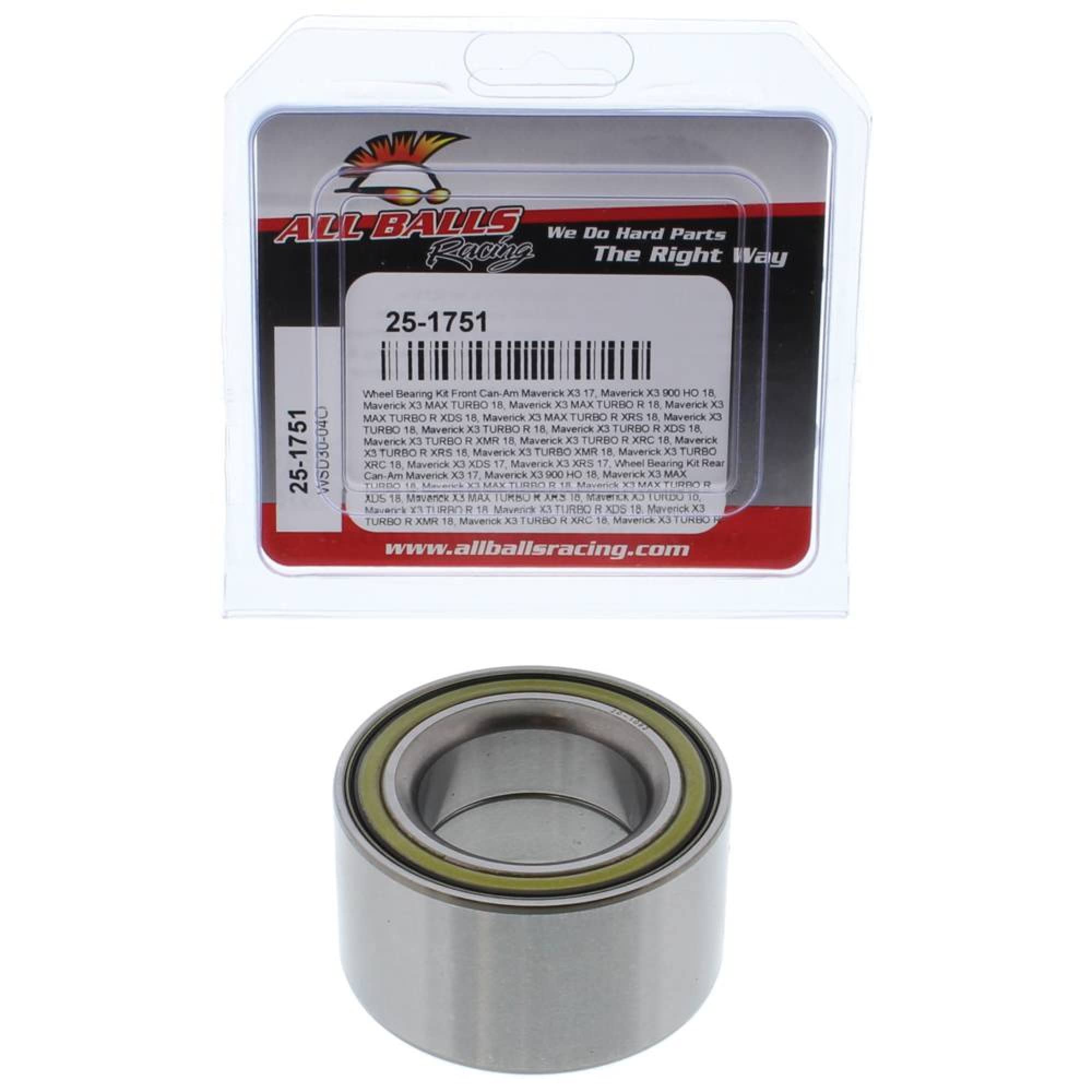 All Balls Racing 25-1751 Wheel Bearing Kit Compatible With/Replacement For Can-Am Maverick X3 2017, X3 900 Ho, X3 Max Turbo, X3