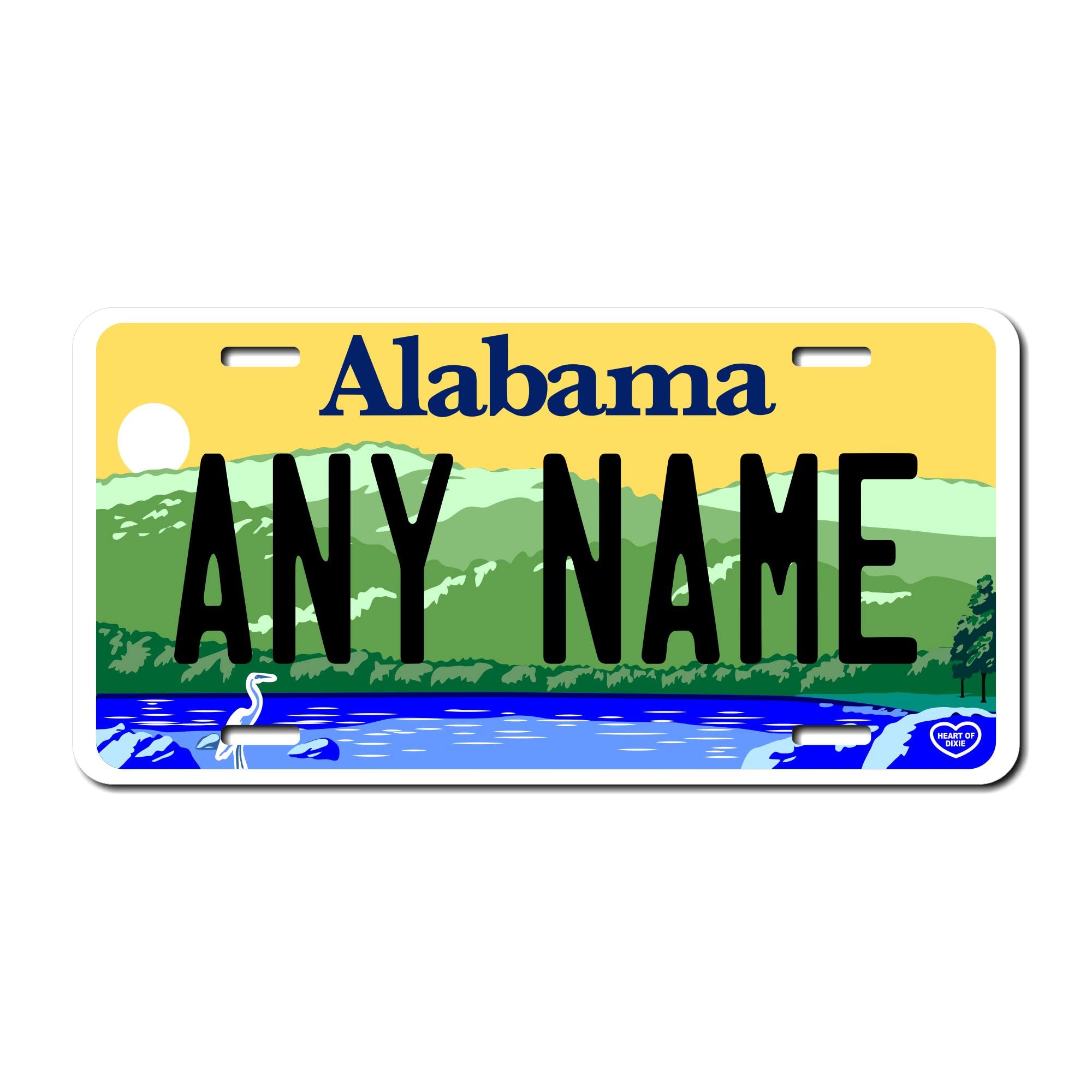 Personalized Alabama License Plate 6 '' X 12 '' (Inches) Aluminum. Add Your Name, Text Or Numbers.Full Size Novelty Plate - Fits