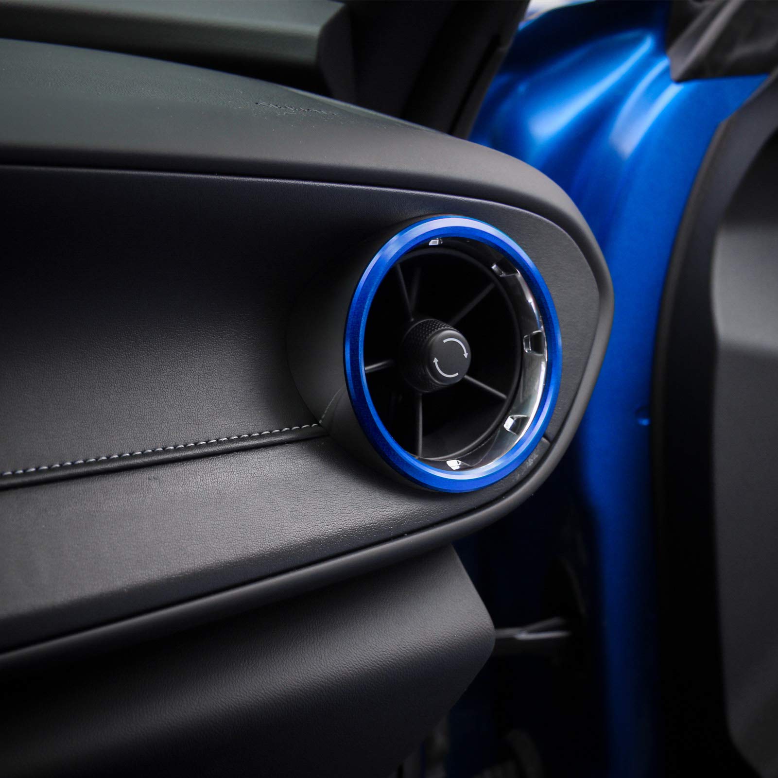 For Camaro Accessories Ac Knobs Air Conditioner Outlet Vent Trim For 2016-2019 Chevrolet Camaro, Blue Aluminum, 4Pcs