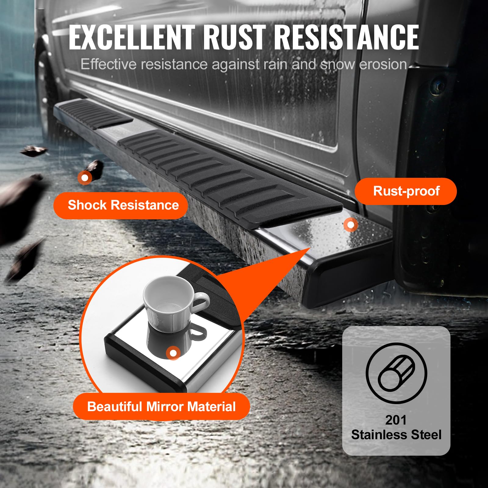 VEVOR Running Boards, 6 Step Bars Compatible with 2019-2023 Chevy Silverado/GMC Sierra 1500, 2020-2024 2500/3500HD Crew Cab, 2