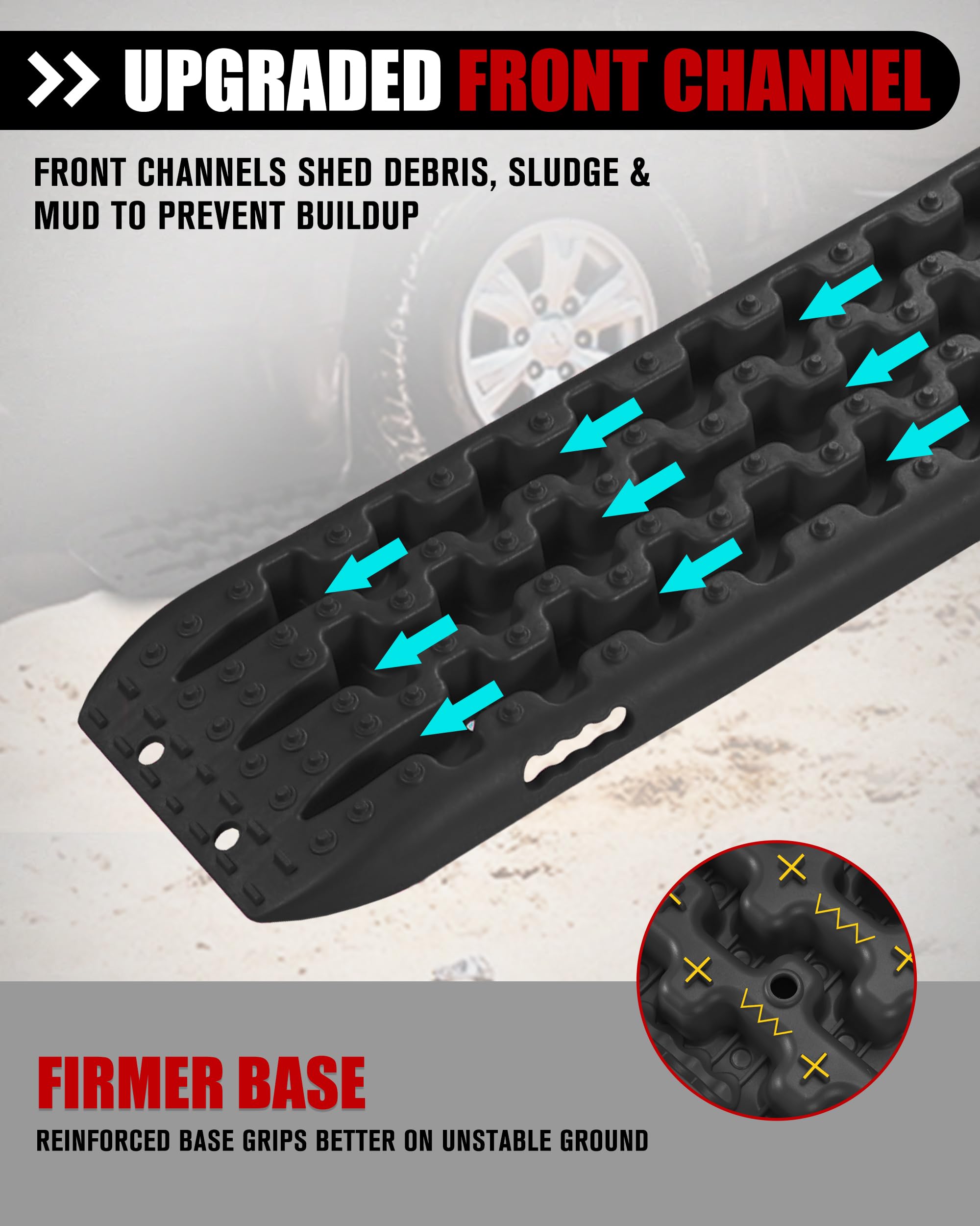 Fieryred Traction Boards Offroad, Recovery Boards With 2 Leashes And Carry Bag, 2Pcs Traction Mat Recovery Tracks For Sand Mud S