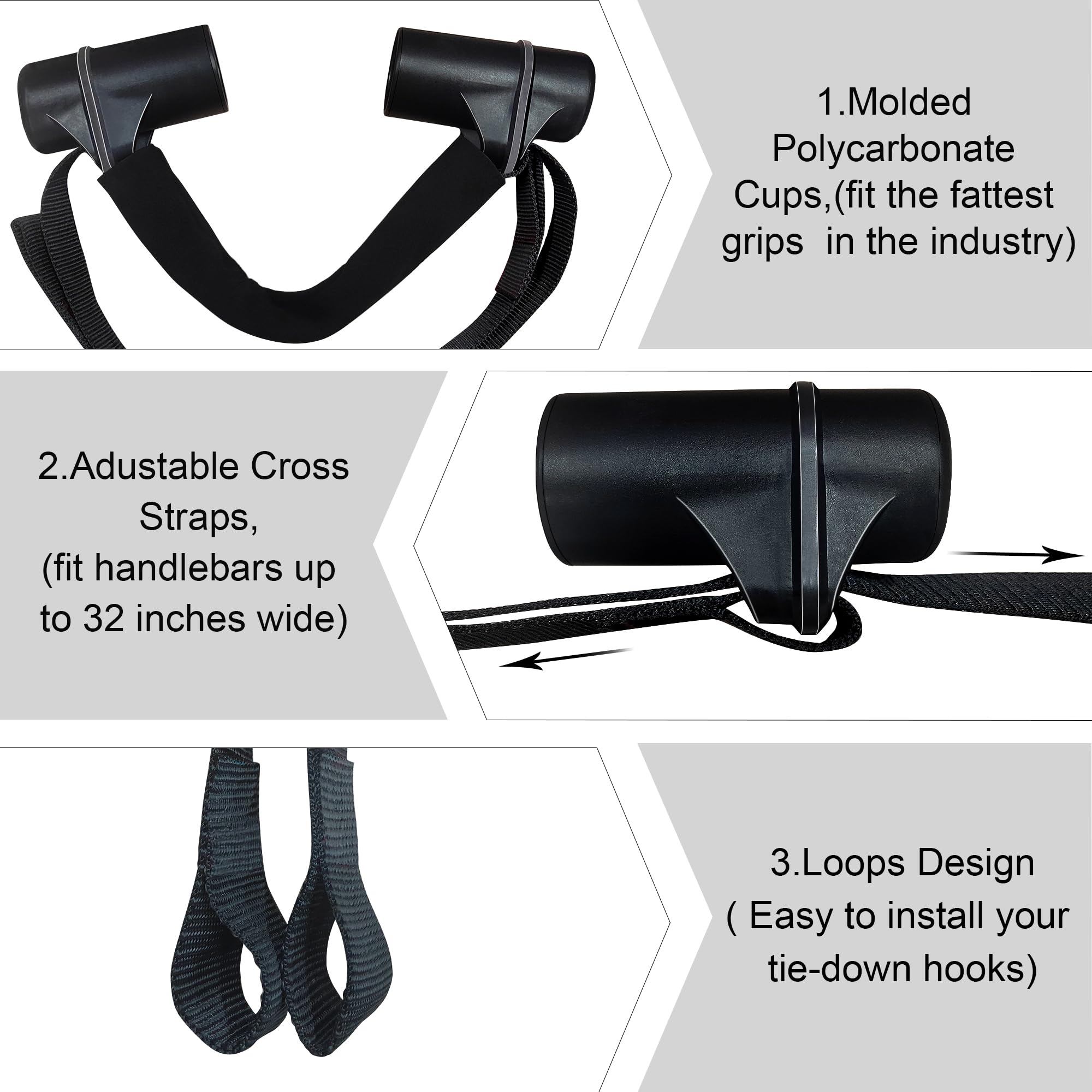 Handlebars Straps For 32' Handlebars, Compatible With 32505 Black Bar-Harness Ii Easily Adjustable To Maintain Vehicle Stability And Safety During Transportation