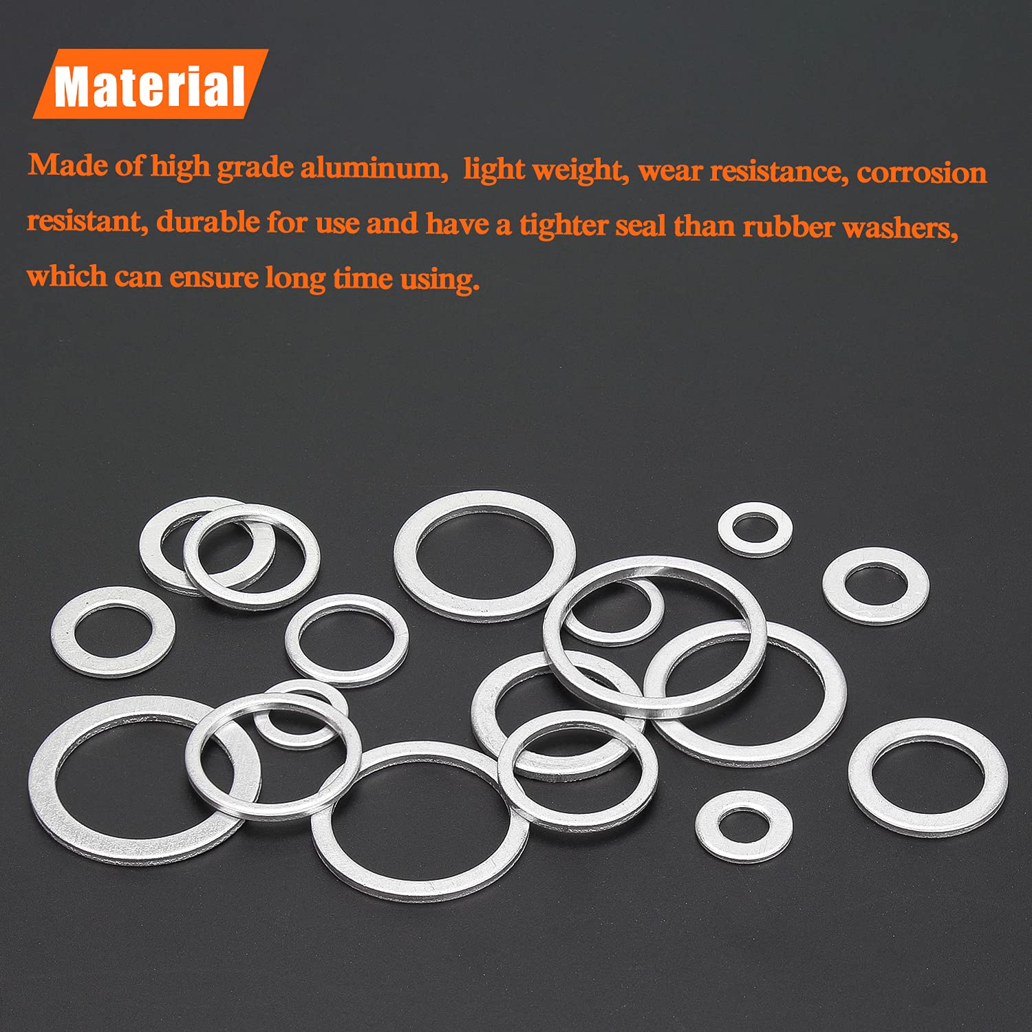 Helifouner 100 Pieces M10X16X1.0Mm Automotive Drain Plug Gaskets, Oil Crush Washers, Aluminum Flat Washers, Inner Diameter 10Mm, Outer Diameter 16Mm, Thickness 1.0Mm