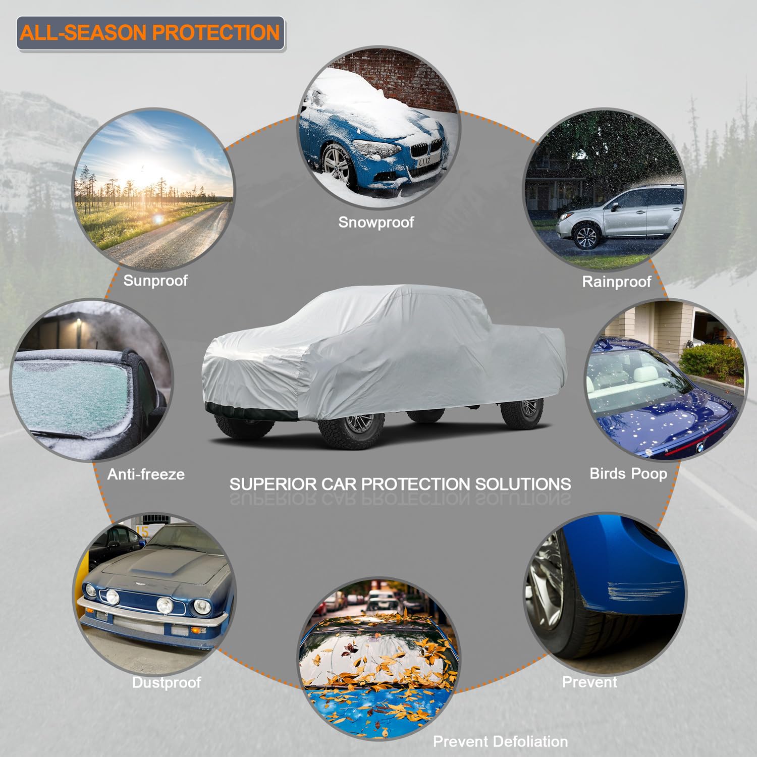 Kayme 6 Layers Truck Cover Waterproof All Weather, Sun Uv Rain Protection Heavy Duty Outdoor Pickup Cover, Universal Fit (Length