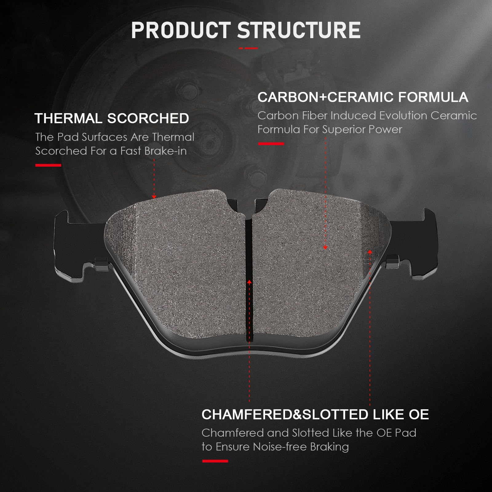 Cciyu D918 D1267 8Pcs Front & Rear Ceramic Brake Pads Kits For Bmw 328I, 328I Xdrive, 328Xi, X1