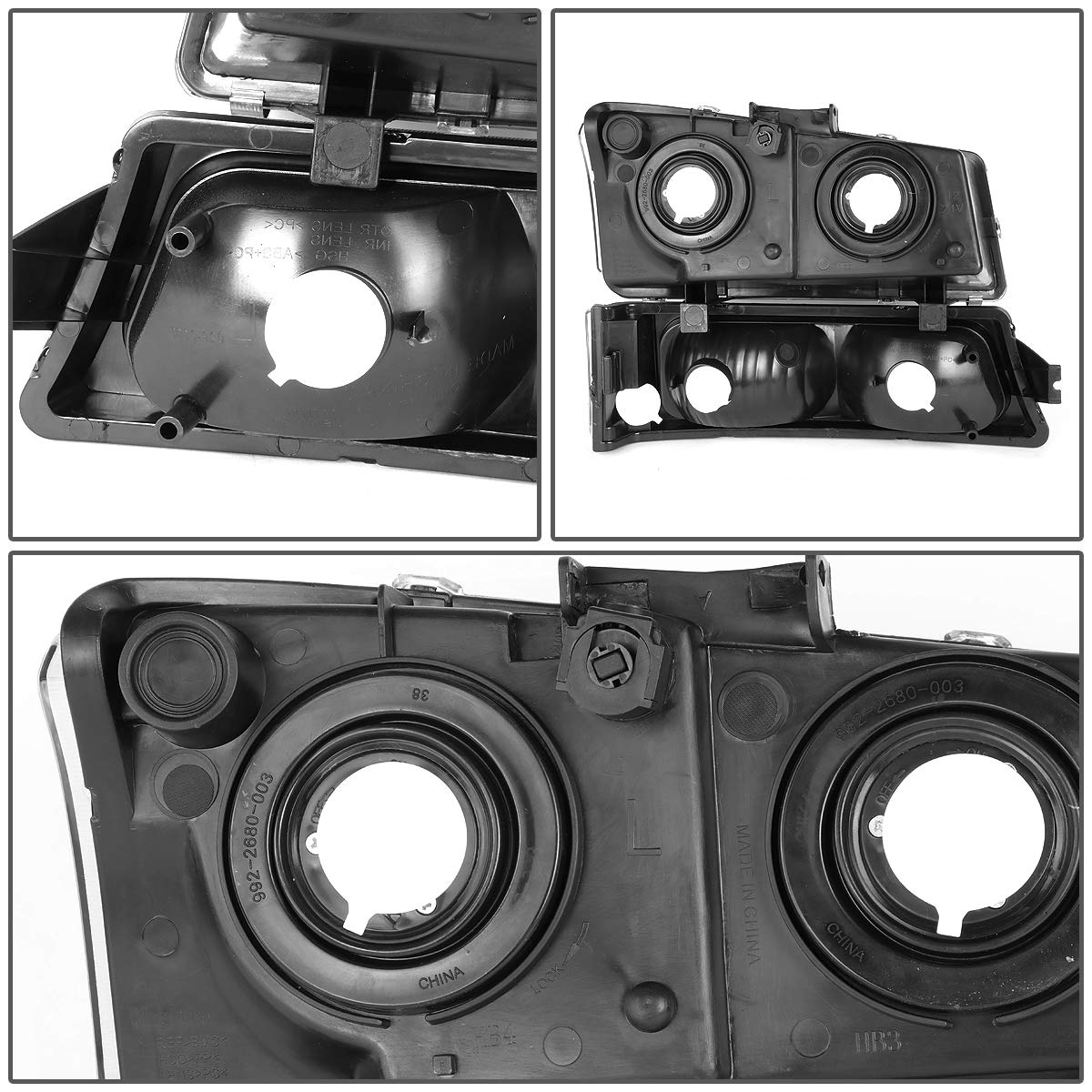 DNA MOTORING Headlight Assembly for 2003-2006 Chevy Silverado, Chrome/Clear, Model HL-OH-CS03-4P-CH-CL1, No Factory Cladding