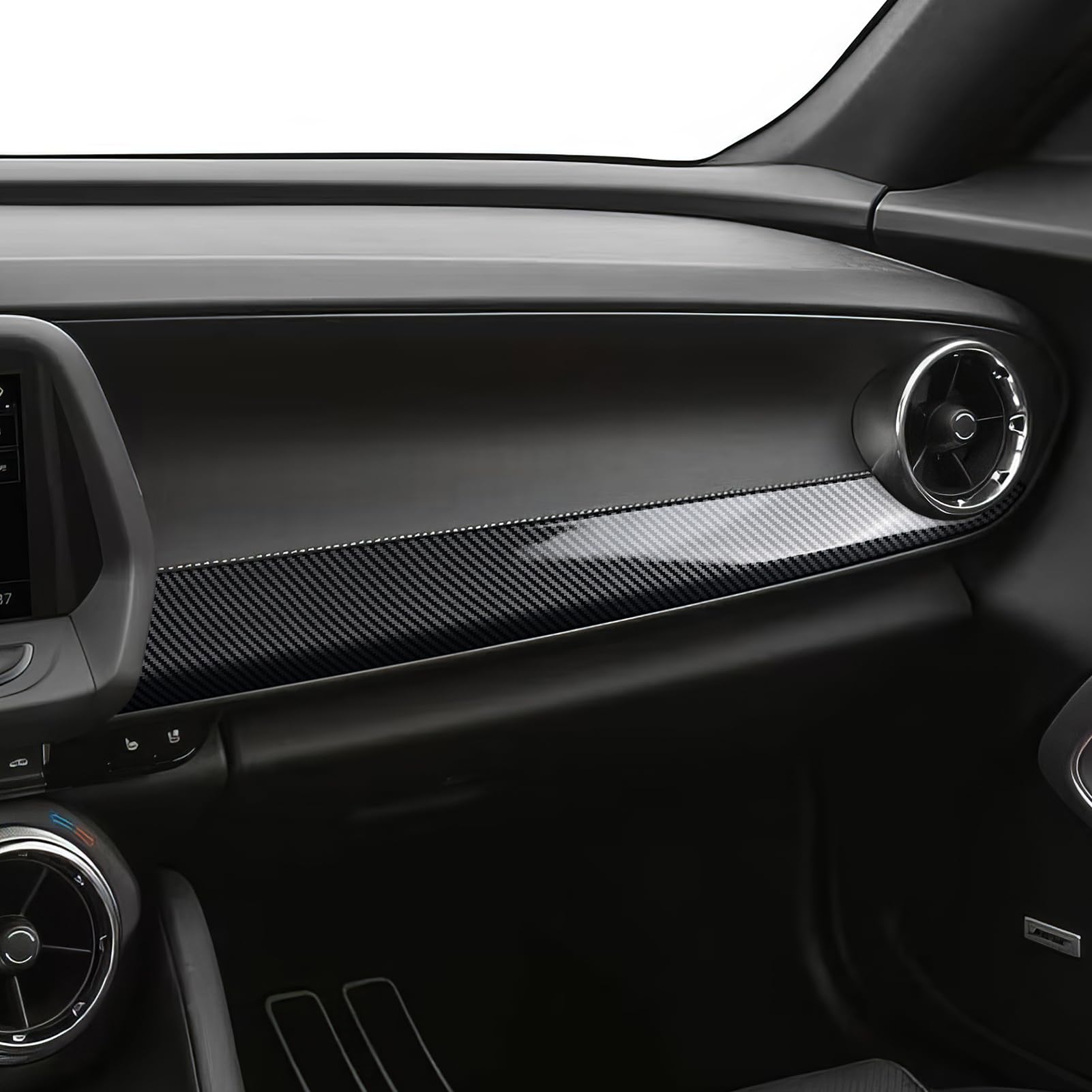 Car Sticker ABS Carbon Fiber Copilot Dashboard Panel Decal Interior Trim Cover for Chevrolet Camaro 2016 2017 2018 2019 2020 202