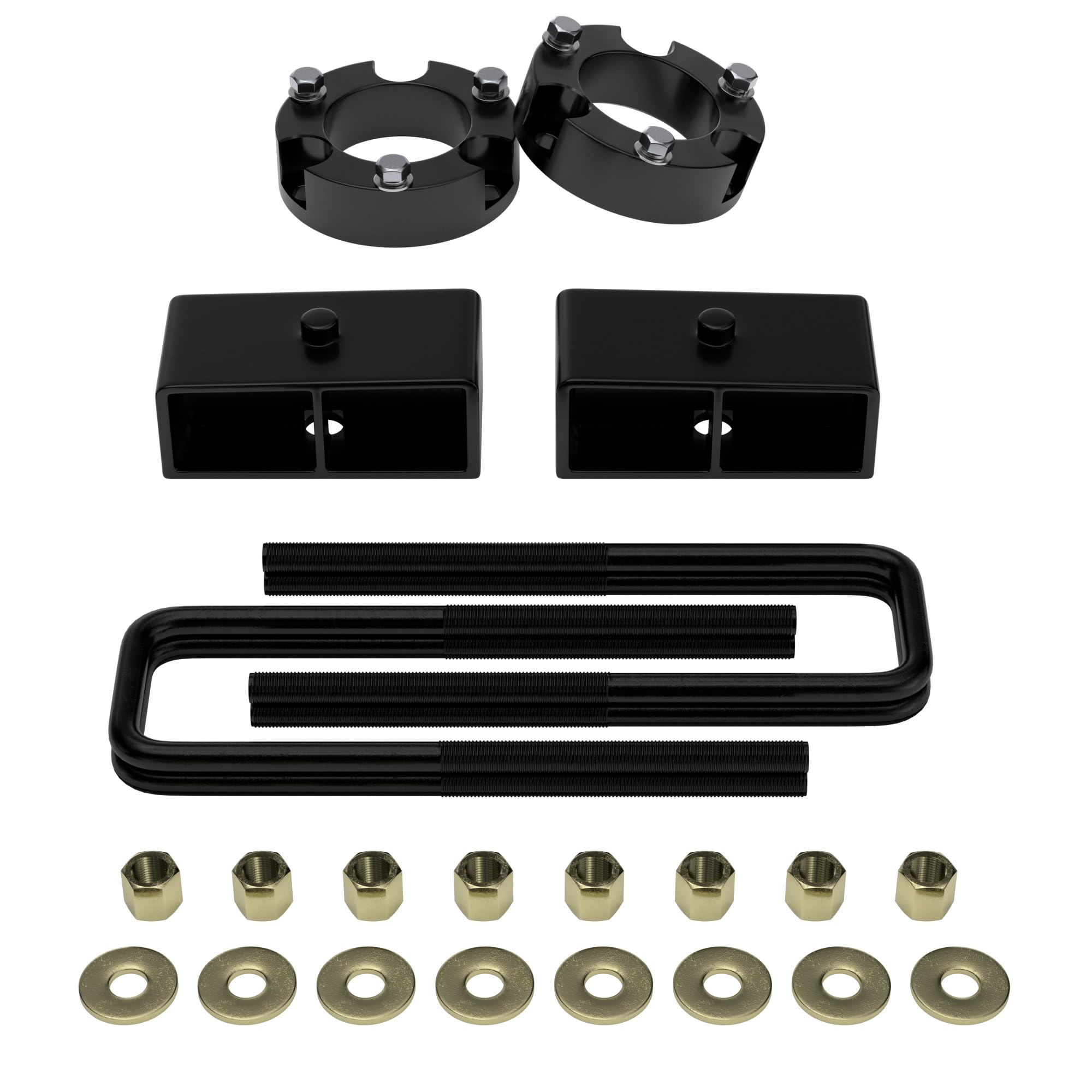 3'' Front And 2'' Rear Leveling Lift Kit For 1995-2004 Tacoma, 3'' Front Strut Spacers And 2'' Rear Black Leveling Lift Block Ki