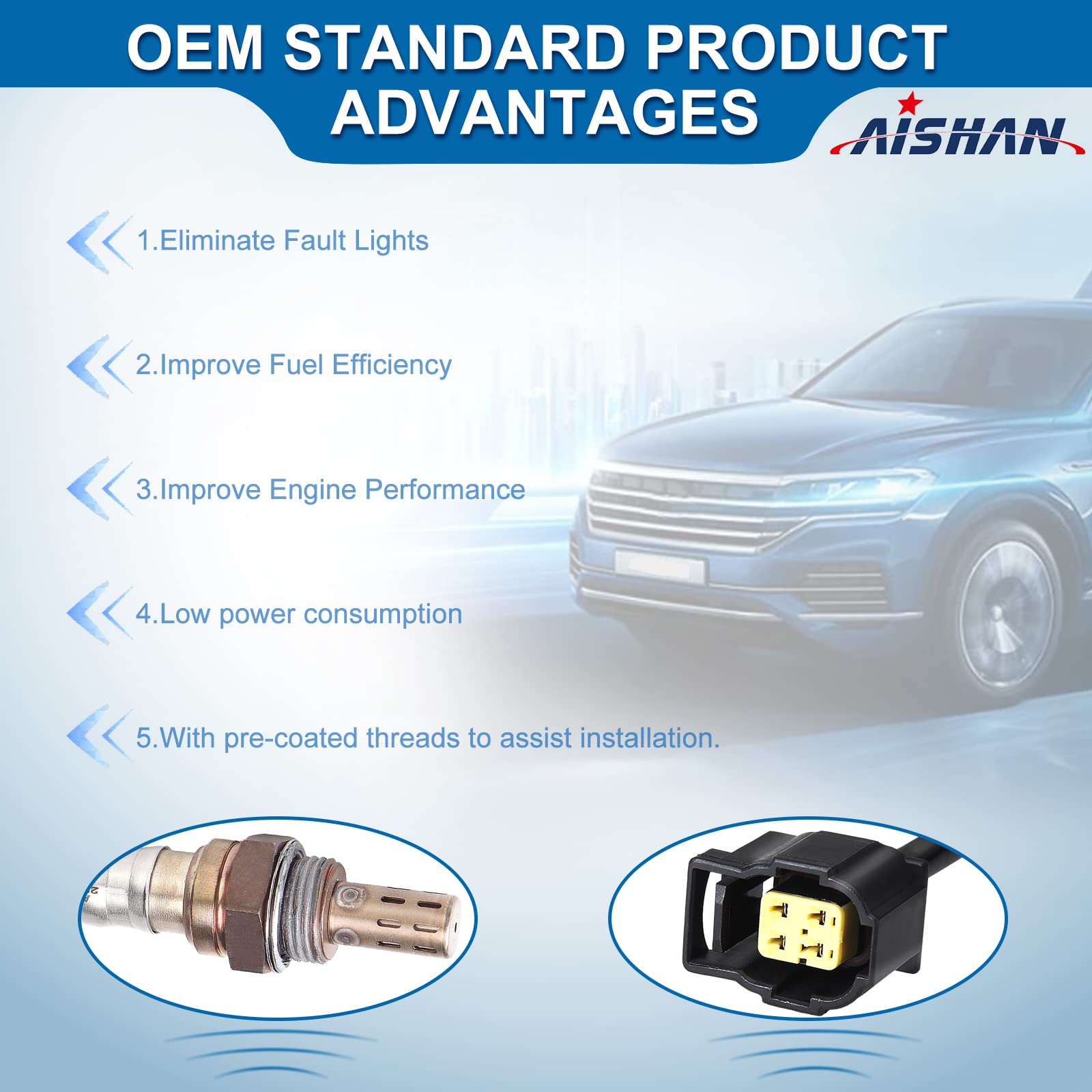 AISHAN 2PC O2 Oxygen Sensor Upstream/Downstream Compatible with Dodge Ram Caravan Challenger Durango Nitro Jeep Commander Grand