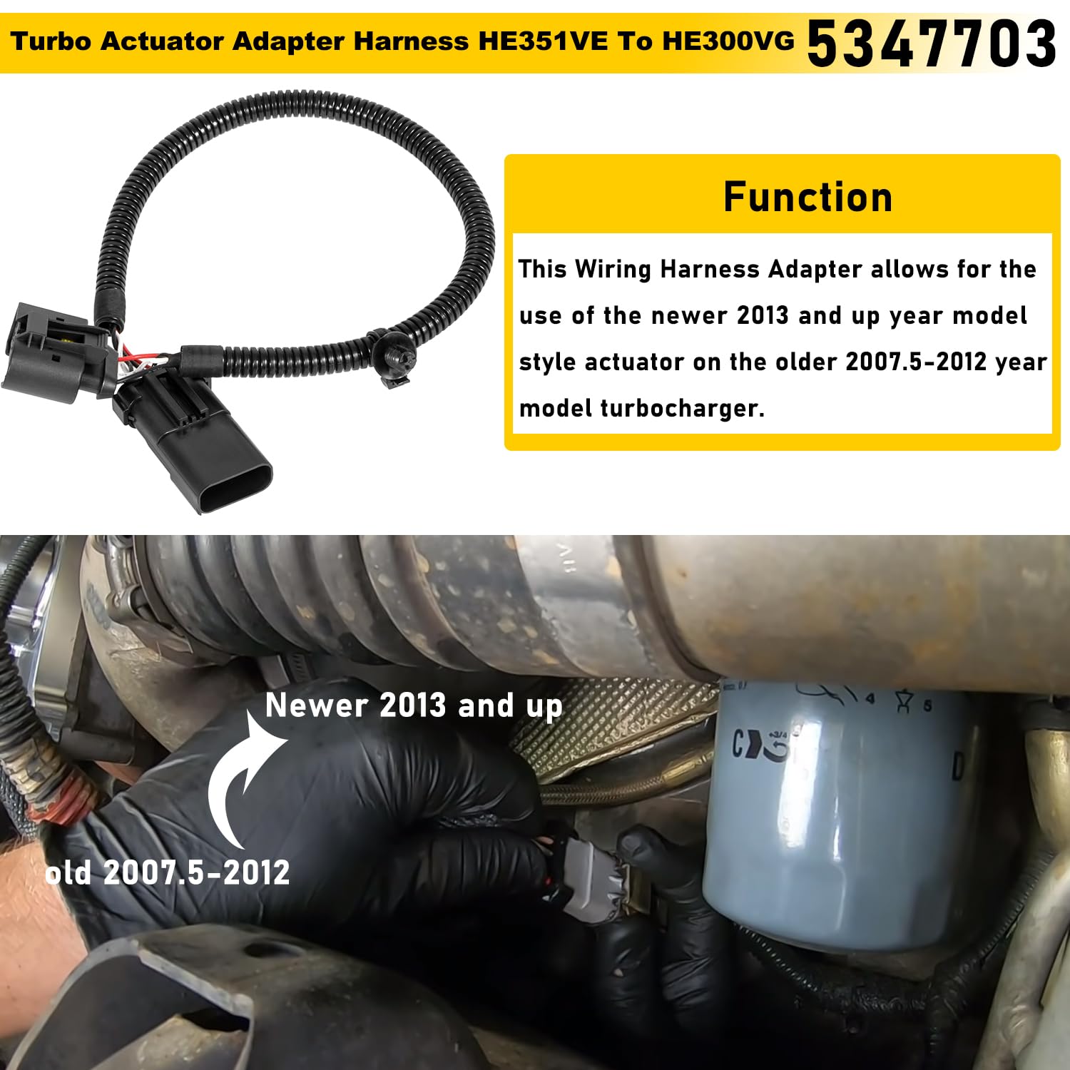 Turbo Actuator Adapter Harness For 6.7L Dodge Ram Truck ISB Holset HE300VG/HE351VE Replace OE# 5347703
