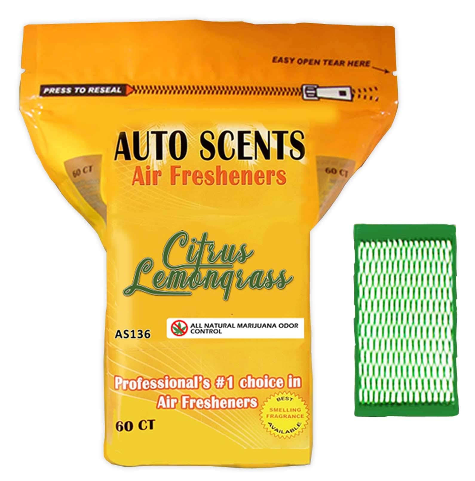 Auto Scents Professional Air Freshener Pads - Remove The Worst Smells With These Heavy Duty Pads (60 Pads Per Pack) (Citrus Lemo