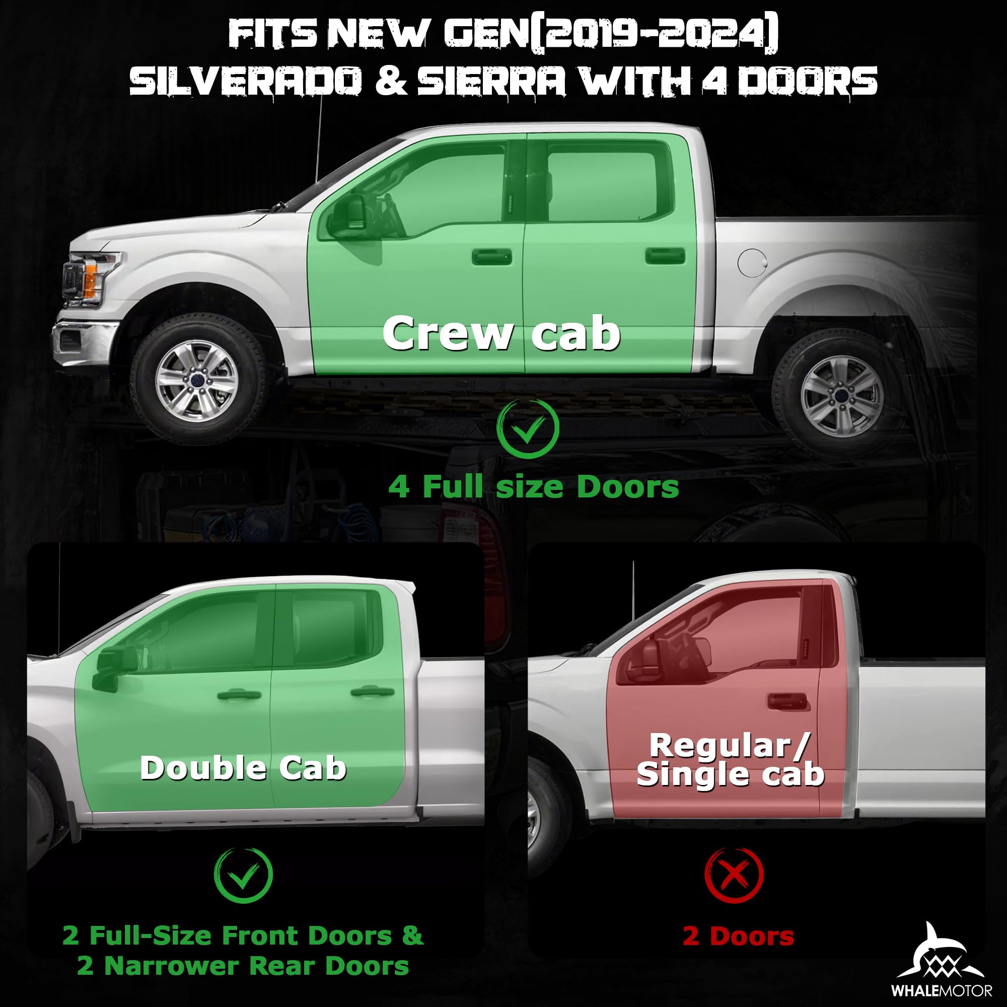 WHALEMOTOR Underseat Storage Compatible with Chevy Silverado/GMC Sierra 1500(2019-2024)&2500 3500 HD(2020-2024) Crew/Double Cab,