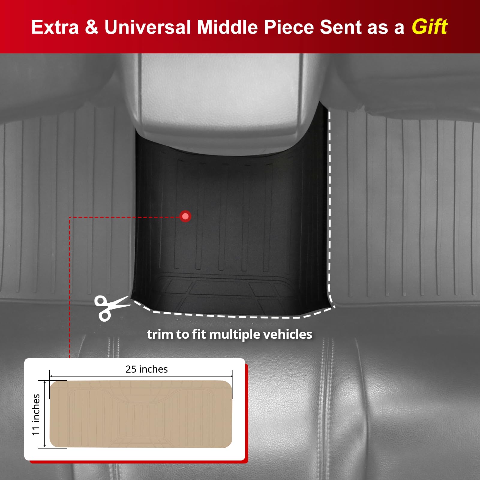 Ikon Motorsports, Floor Mats Compatible With 2013-2017 Honda Accord Sedan 4-Door, Beige Latex Rubber Heavy Duty All Weather Seas